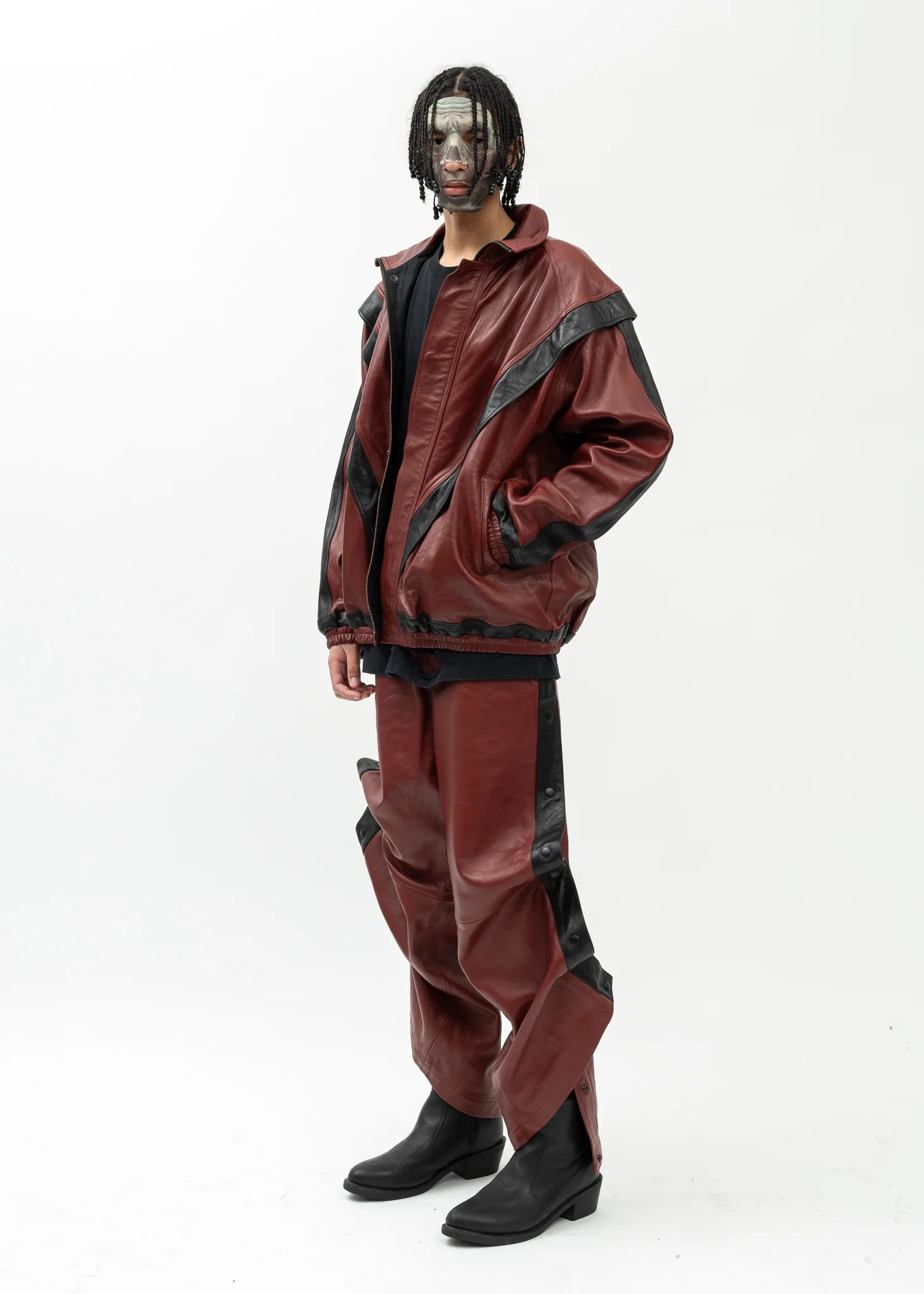 RED LEATHER BASKETBALL PANTS - Image 6