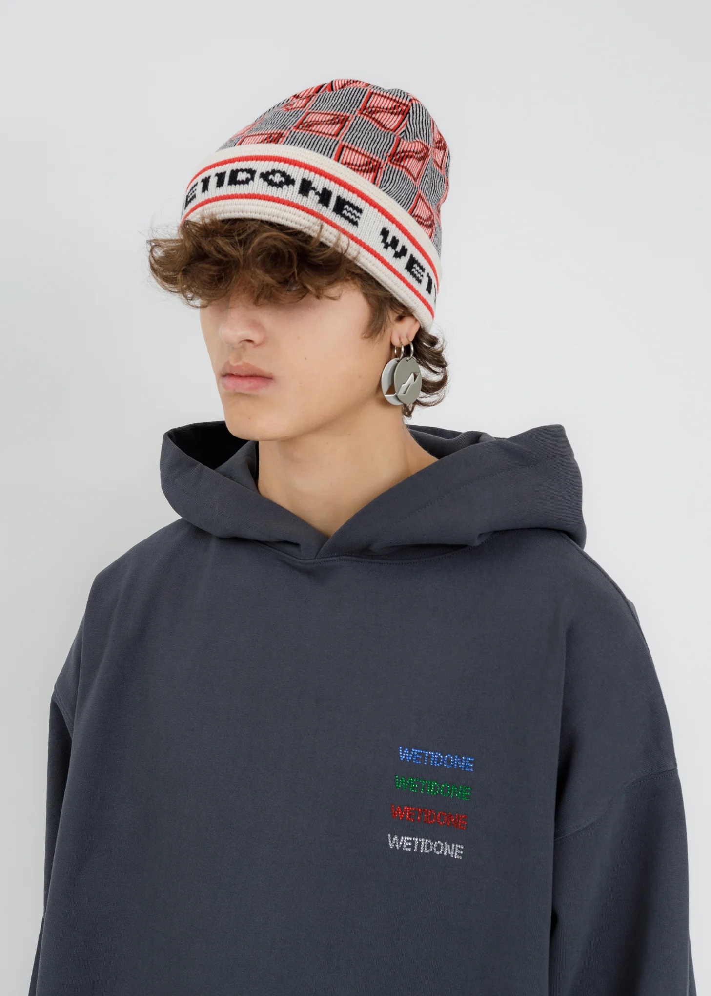 Red Logo All Over Short Beanie