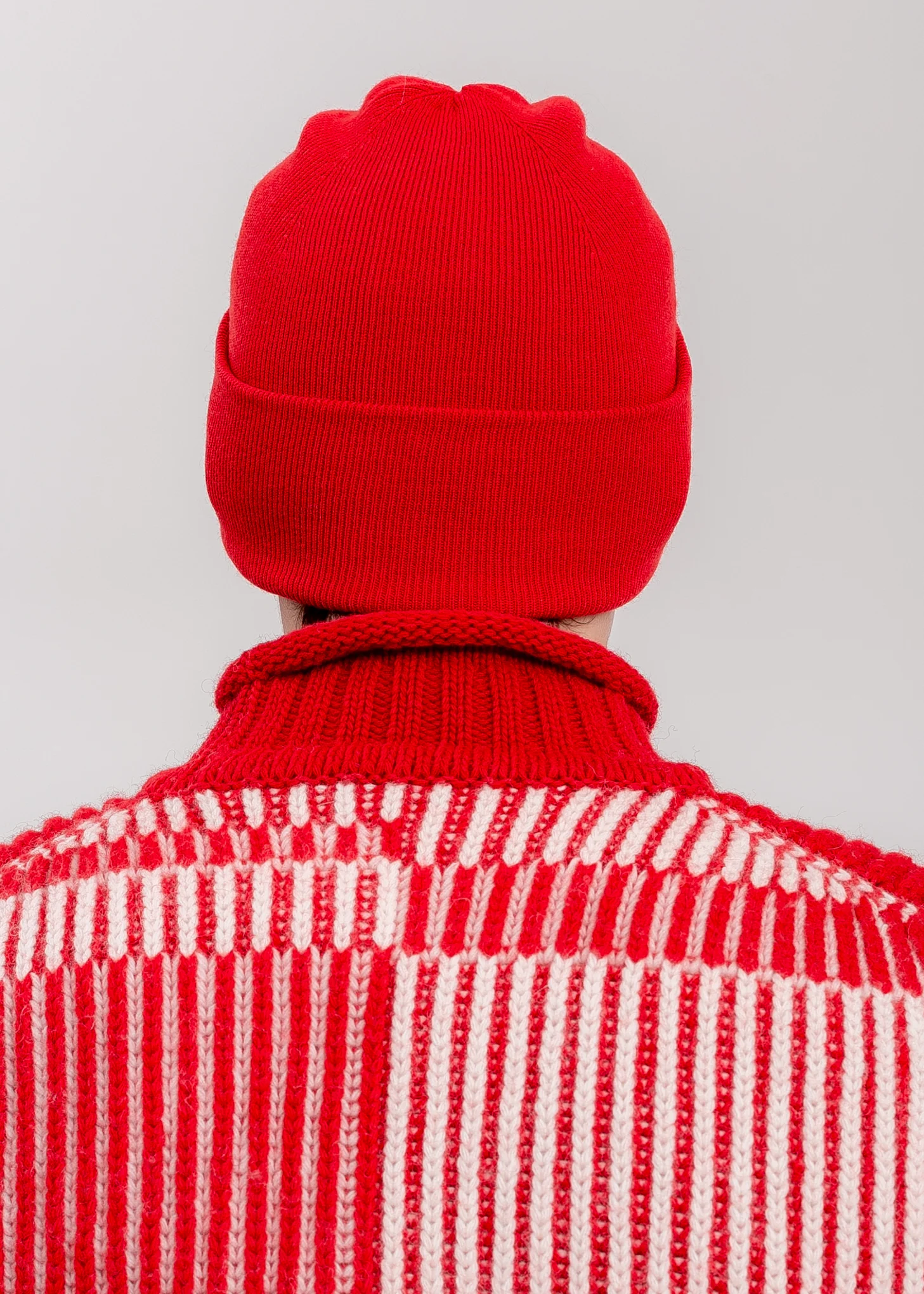 Red Logo Patched Wide Rib Beanie - Image 3
