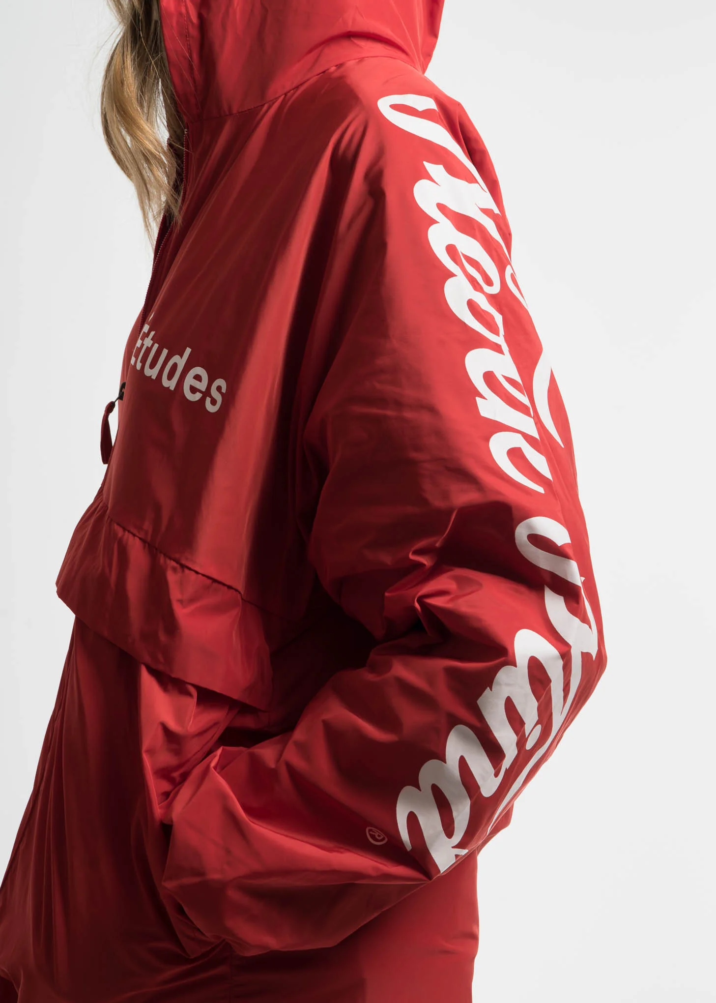 Red Memory Tech Long Hooded Windbreaker - Image 4