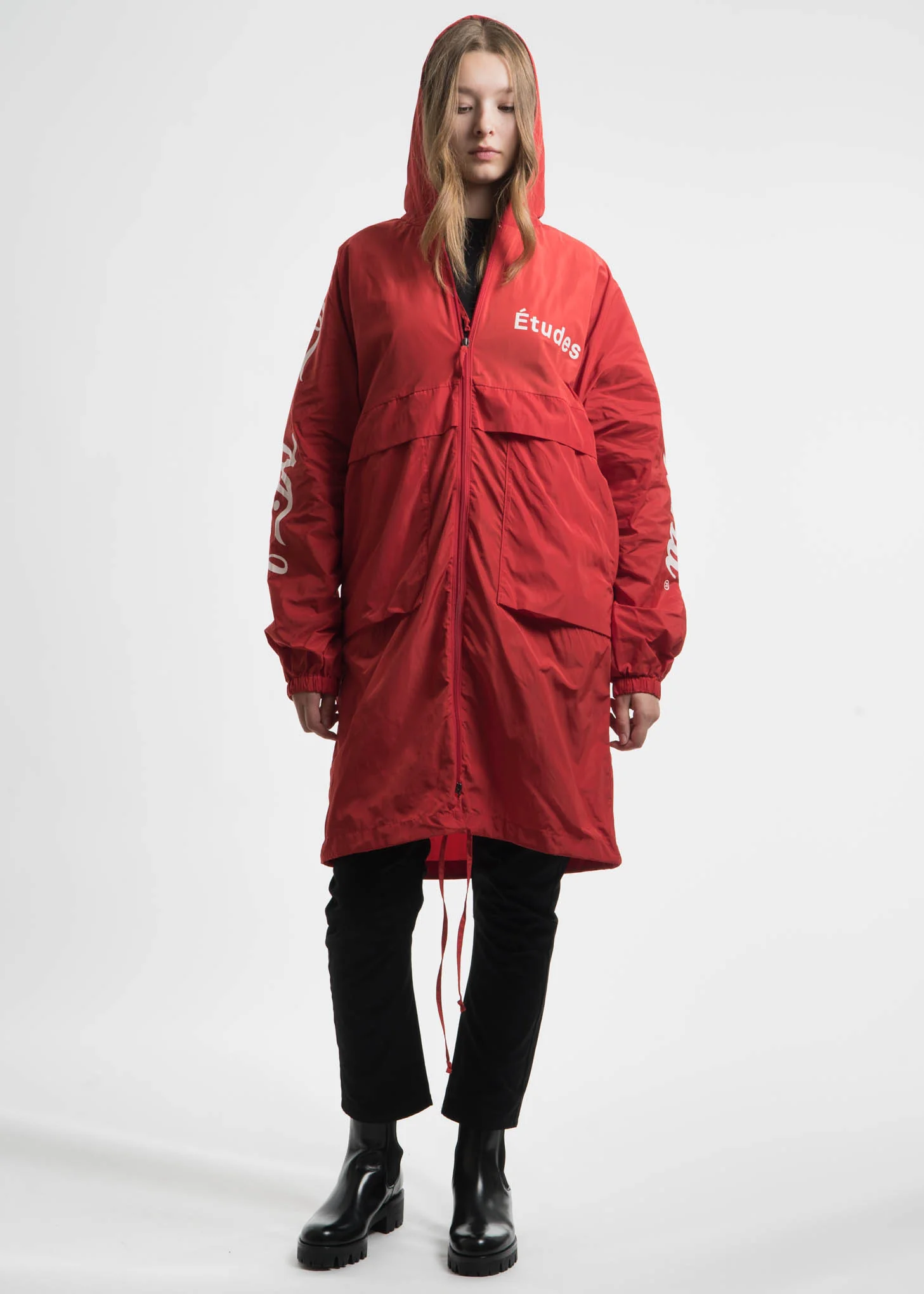 Red Memory Tech Long Hooded Windbreaker - Image 8