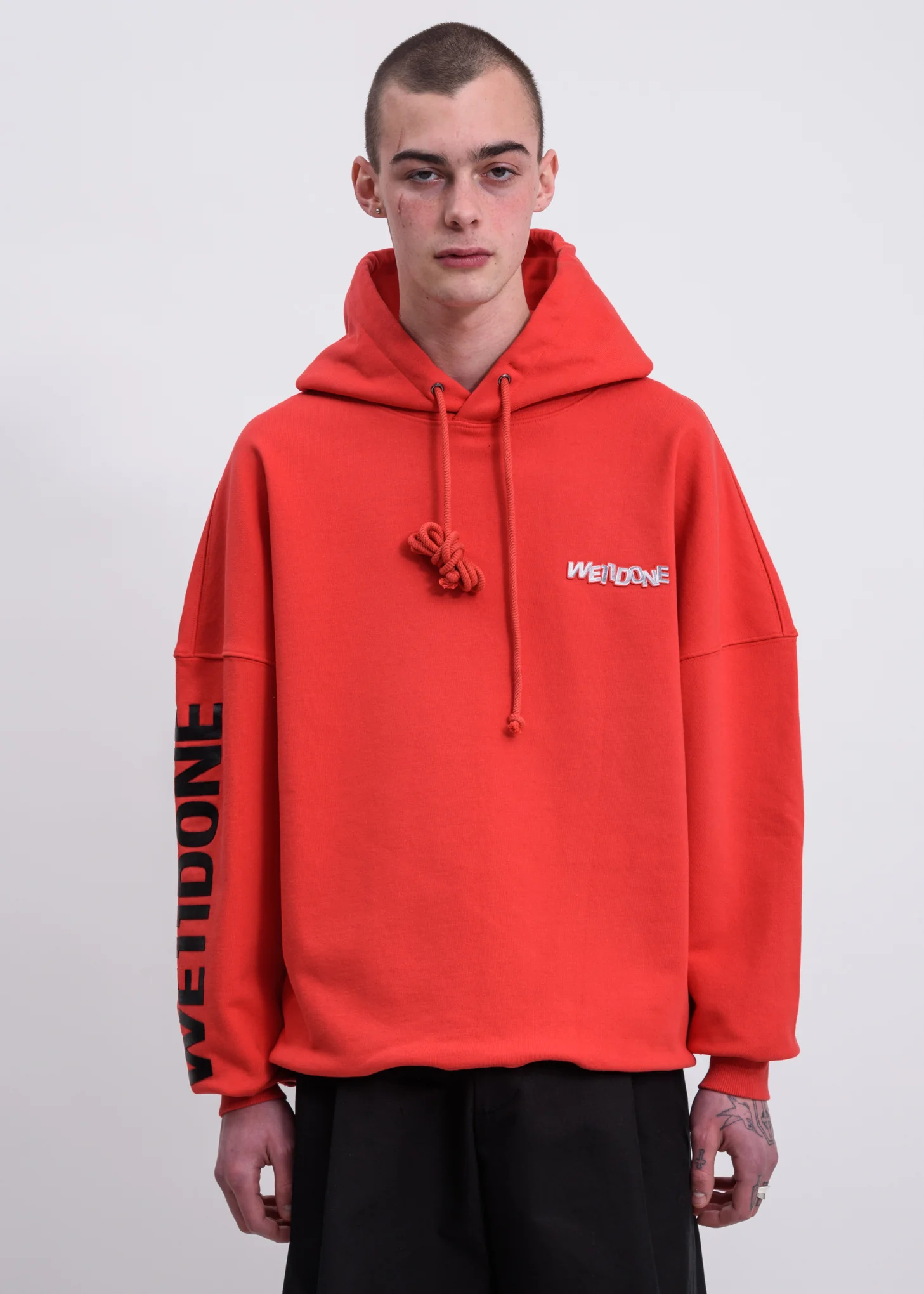 Red Metal Logo Hoodie