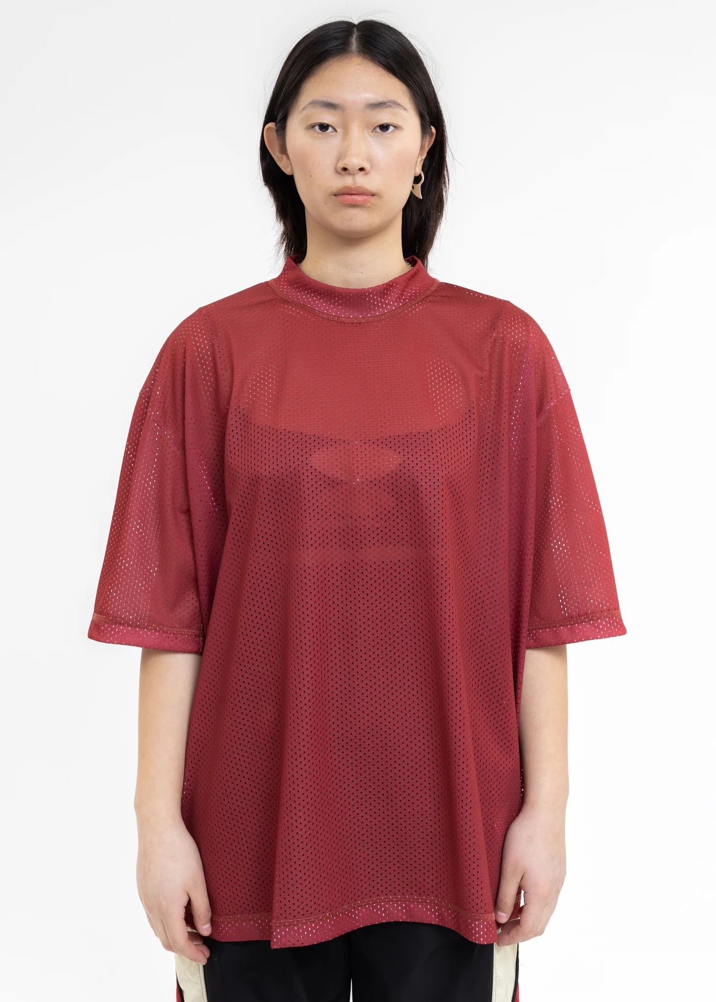 Red Net T-Shirt With Print