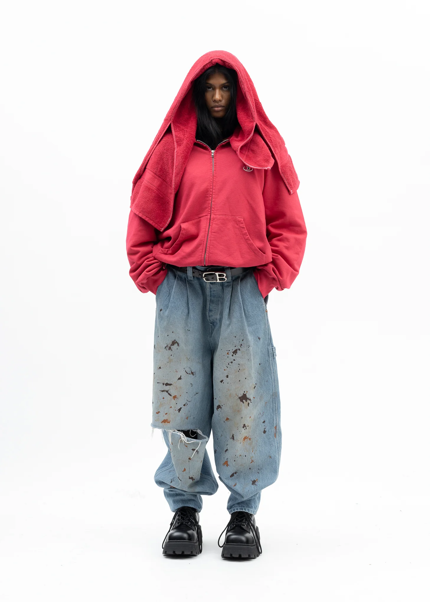 RED ONSEN TOWEL HOODIE - Image 4