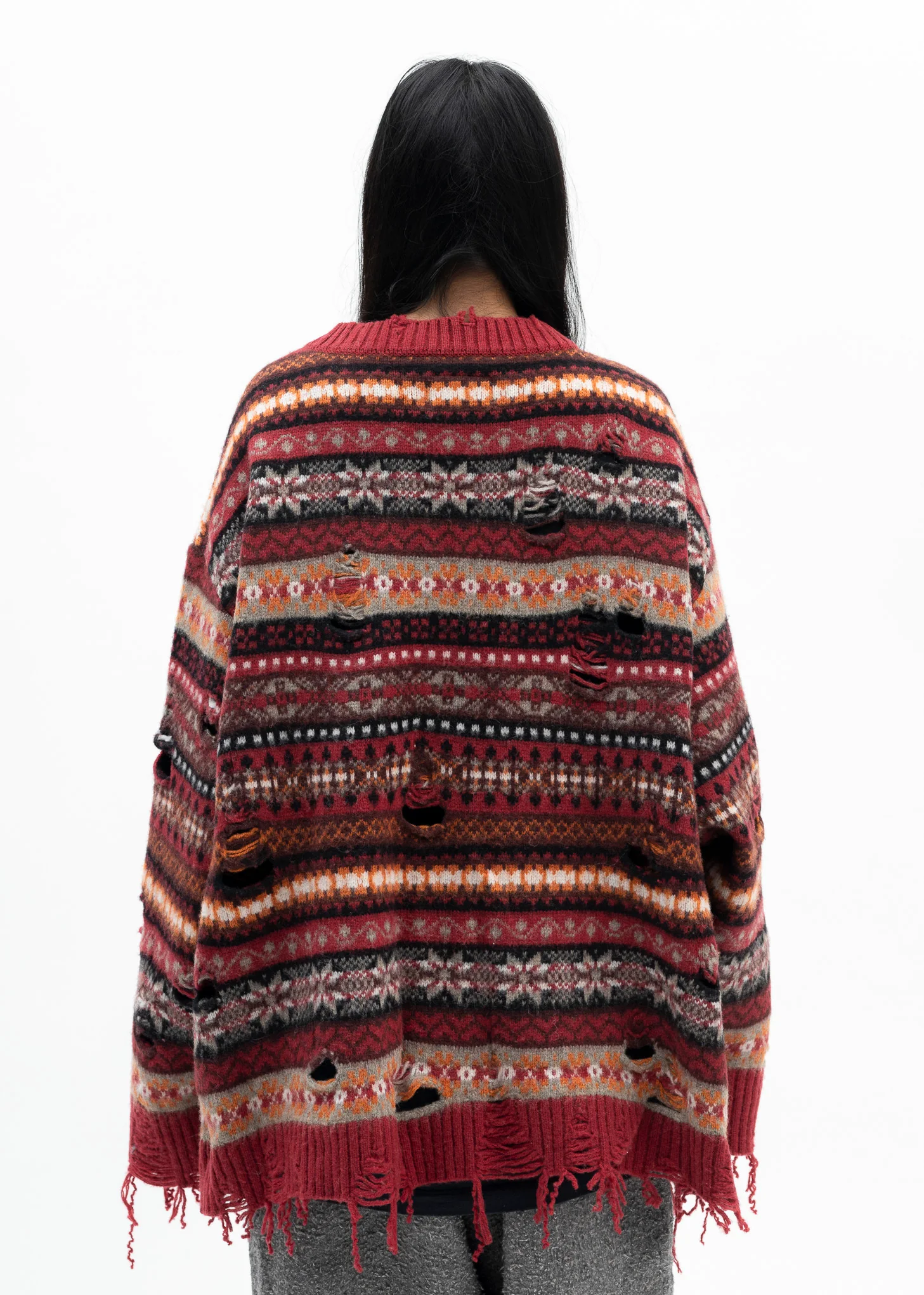 RED OVERSIZED FAIR-ISLE CARDIGAN - Image 2