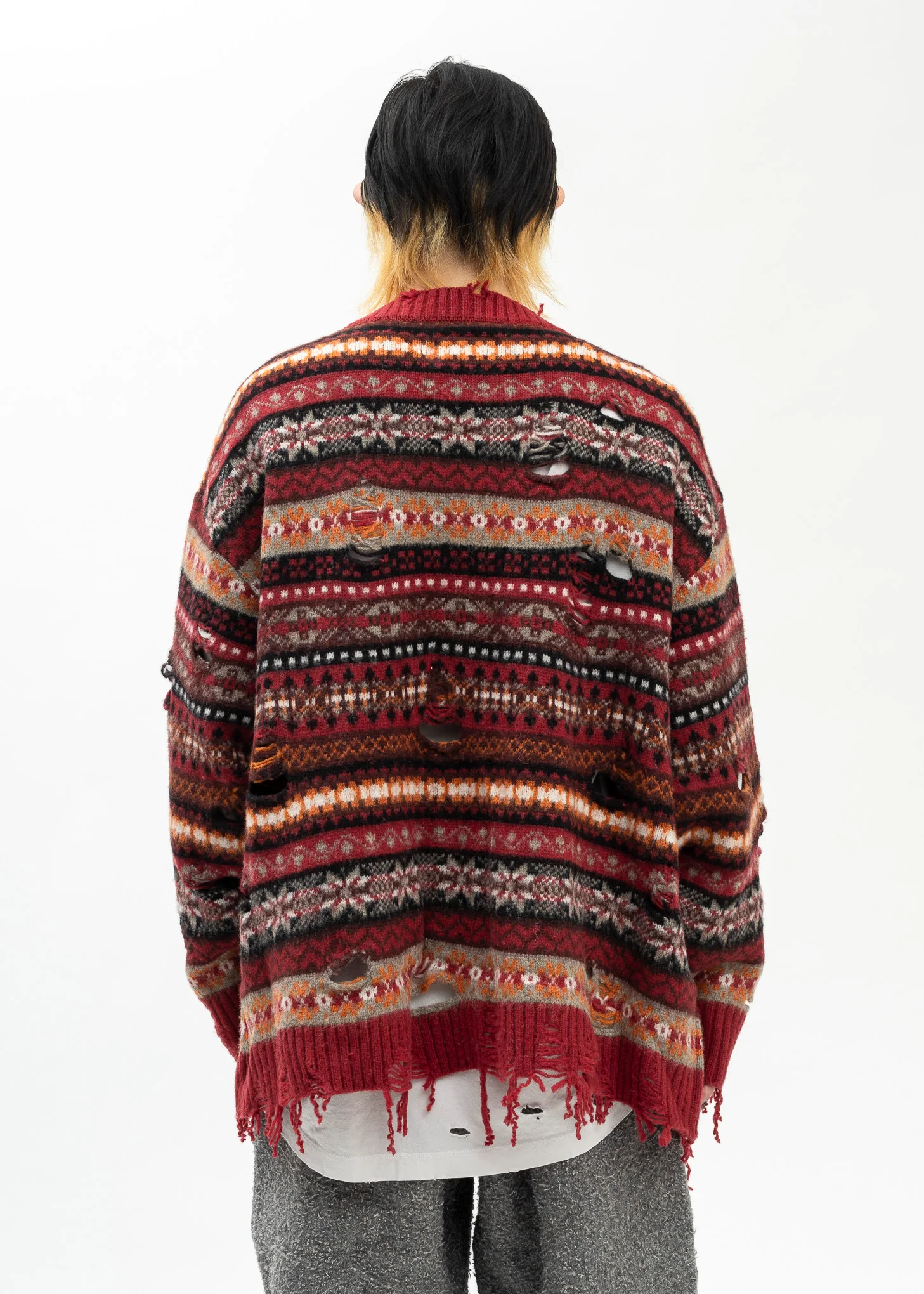 RED OVERSIZED FAIR-ISLE CARDIGAN - Image 2