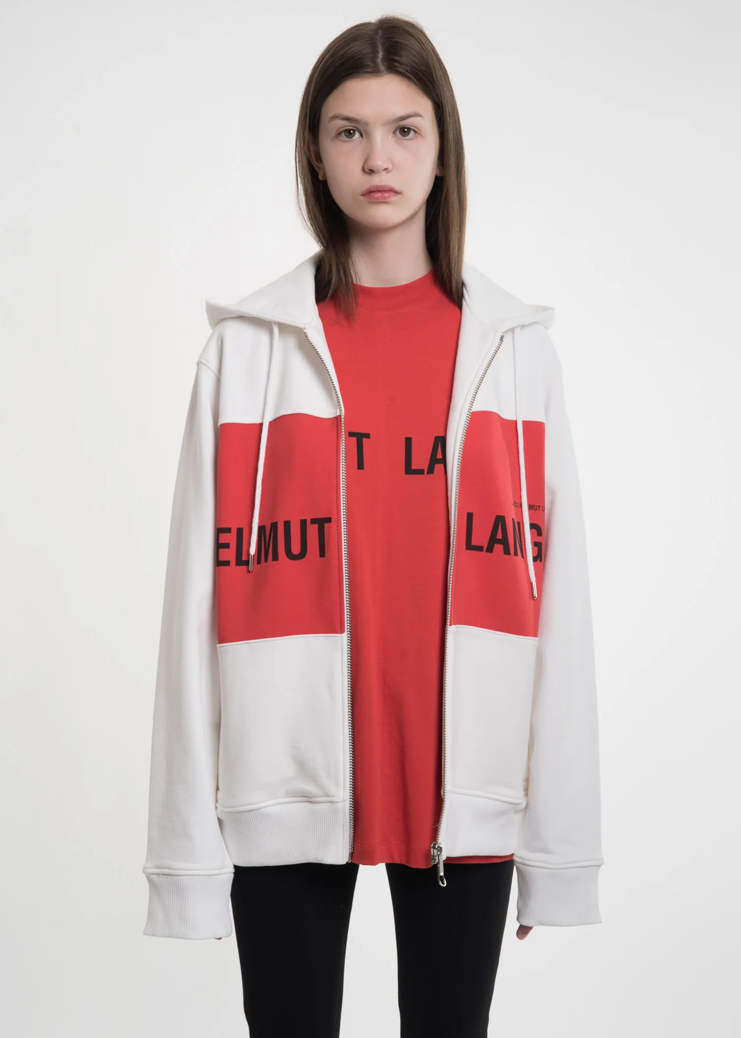 Red Panel Campaign Zip Hoodie
