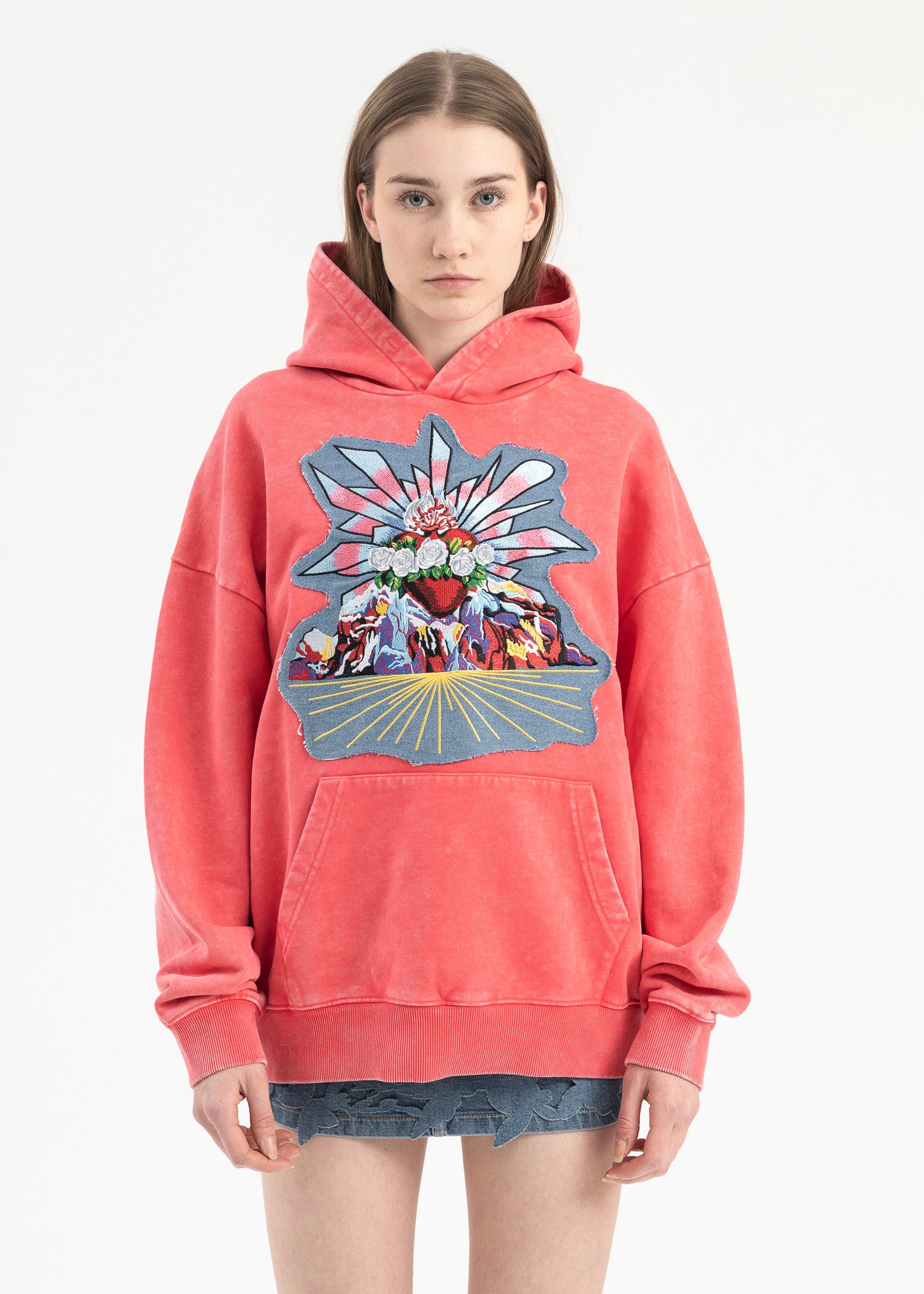 RED PATCHWORK HOODIE