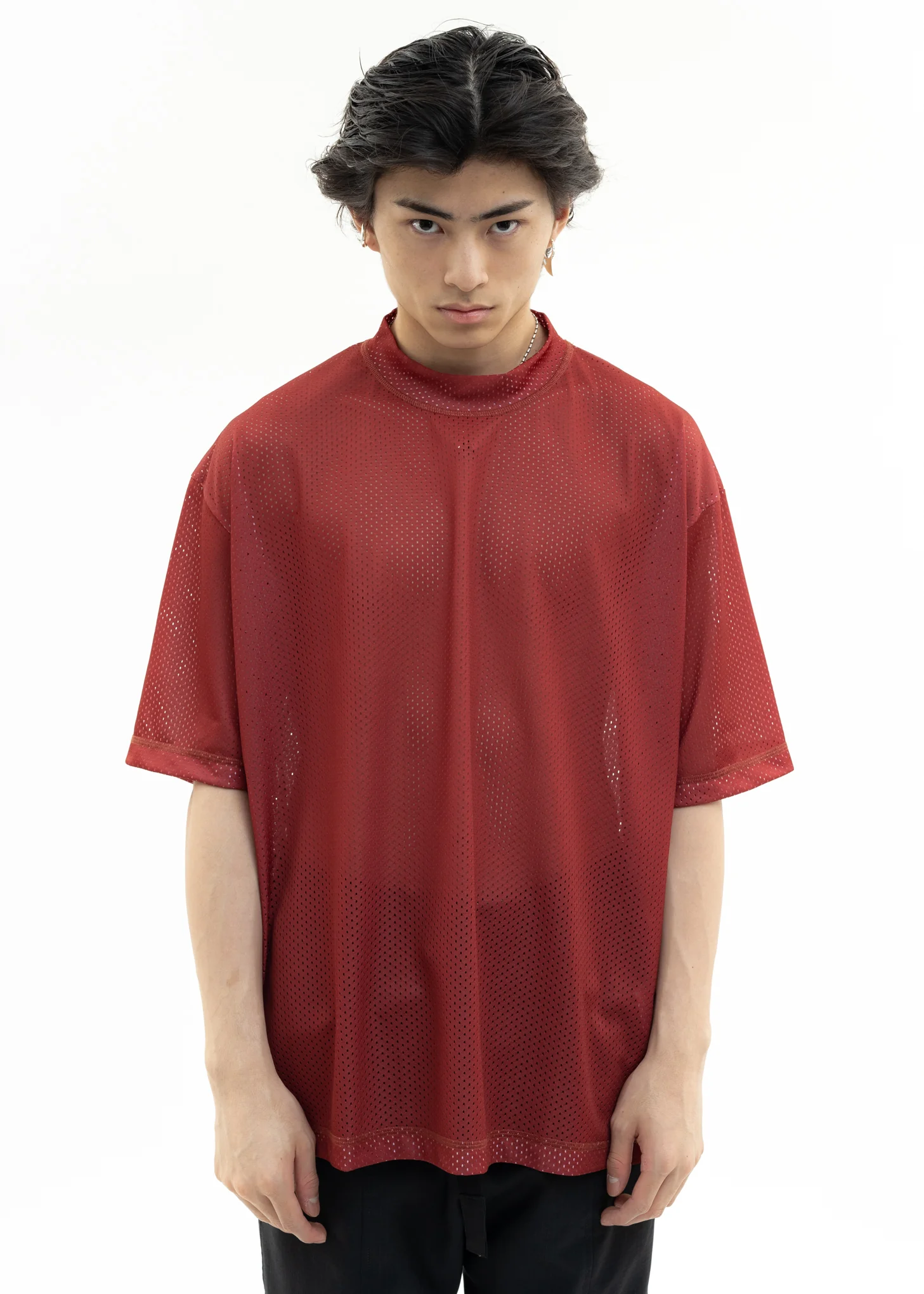 Red Net T-Shirt With Print