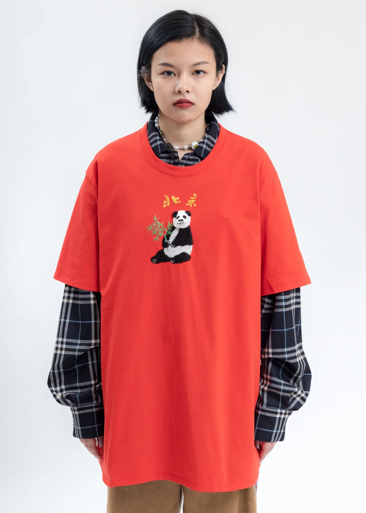 Red Puppet Animal Embroidery T-Shirt