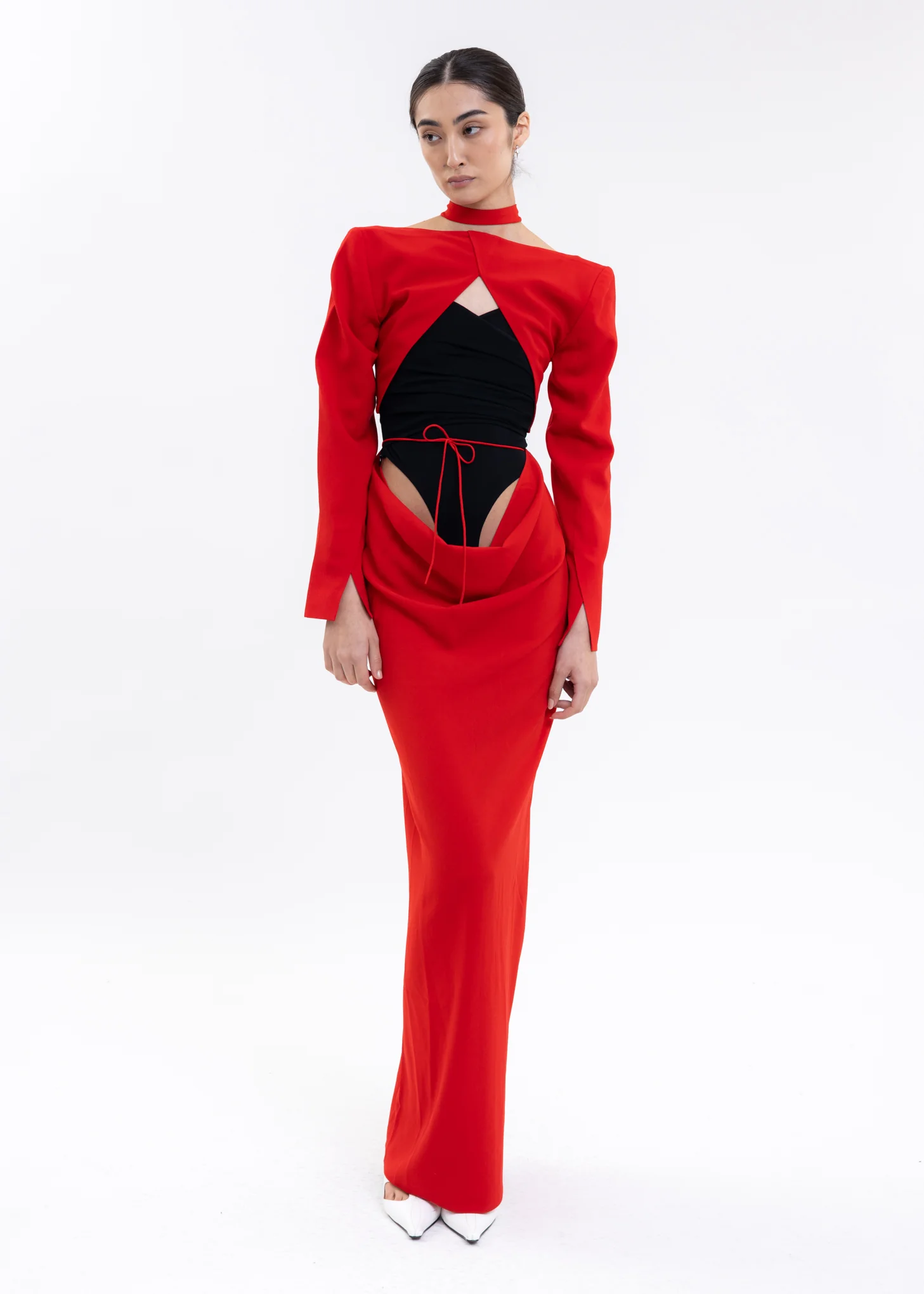 Red Round Neck Dress -Preorder - Image 3