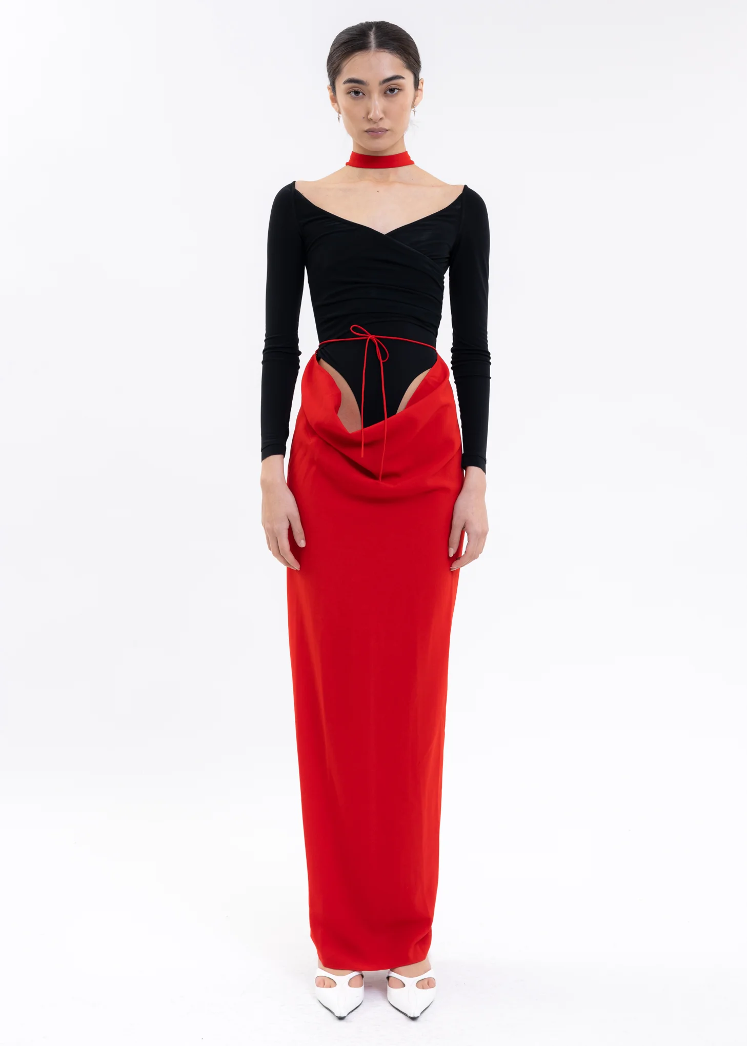 Red Round Neck Dress -Preorder - Image 7