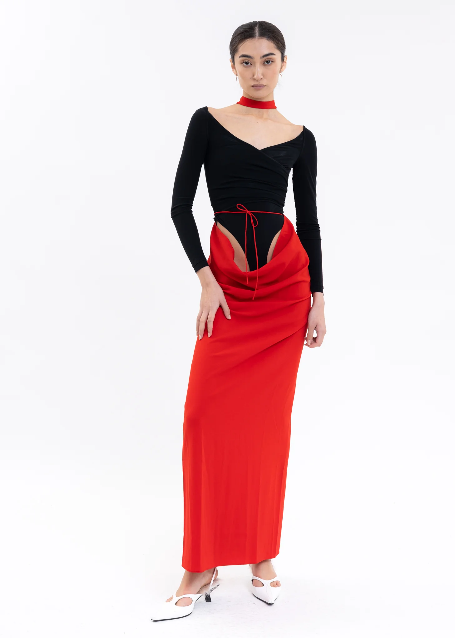 Red Round Neck Dress -Preorder - Image 9