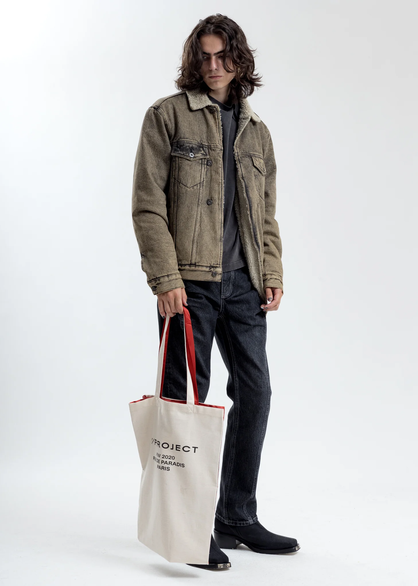 Reversible Red And Beige Scarf Tote Bag - Image 3