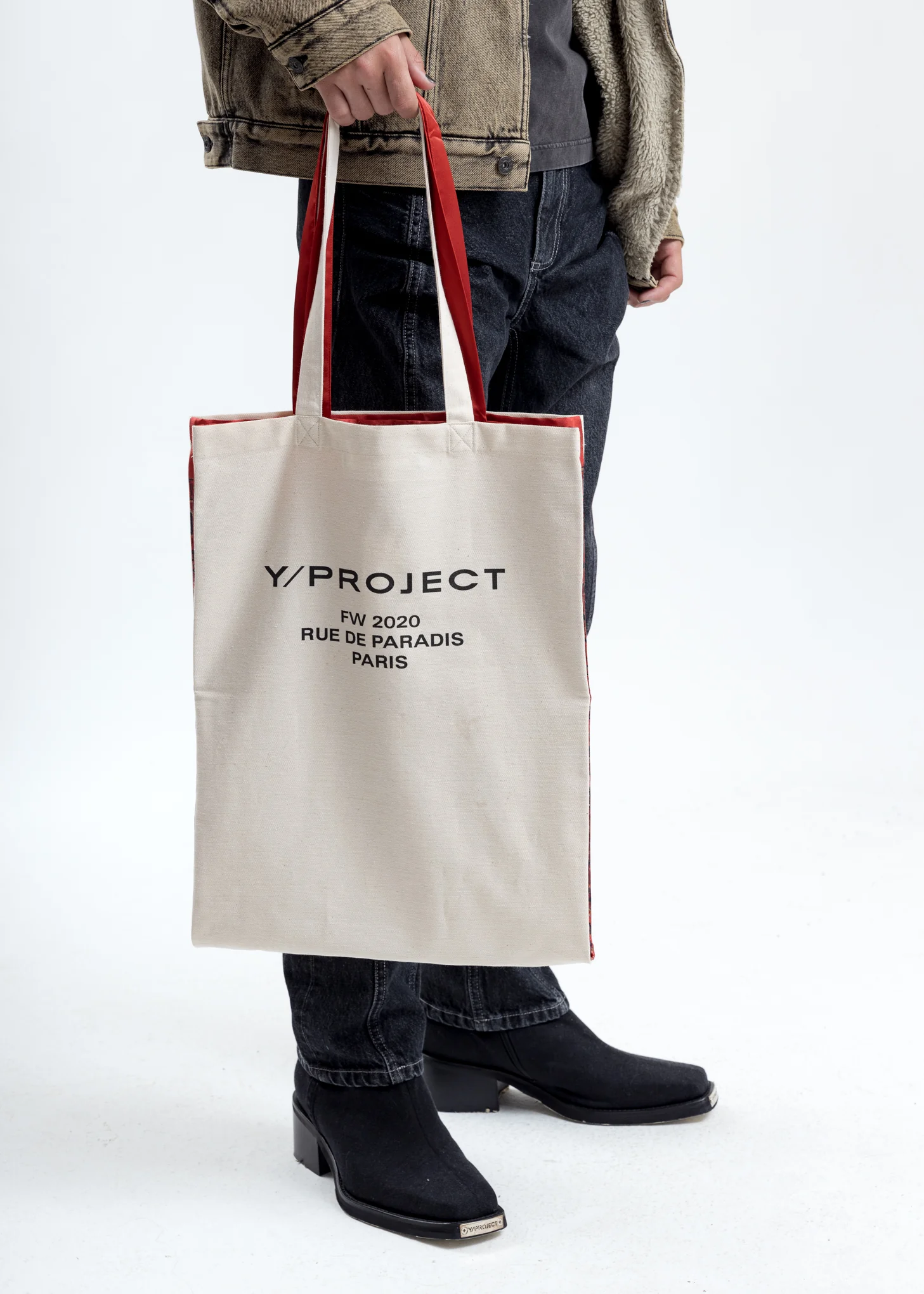 Reversible Red And Beige Scarf Tote Bag - Image 4