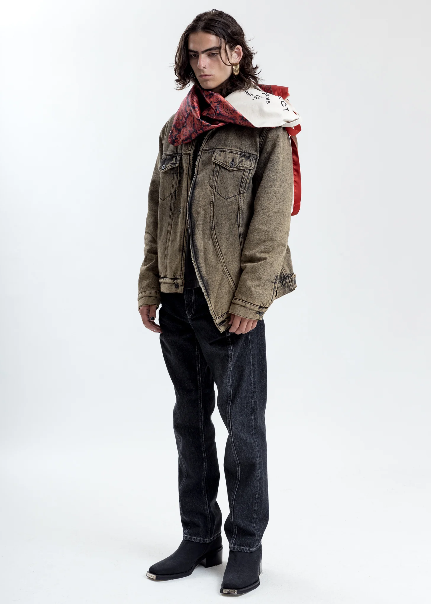 Reversible Red And Beige Scarf Tote Bag - Image 6