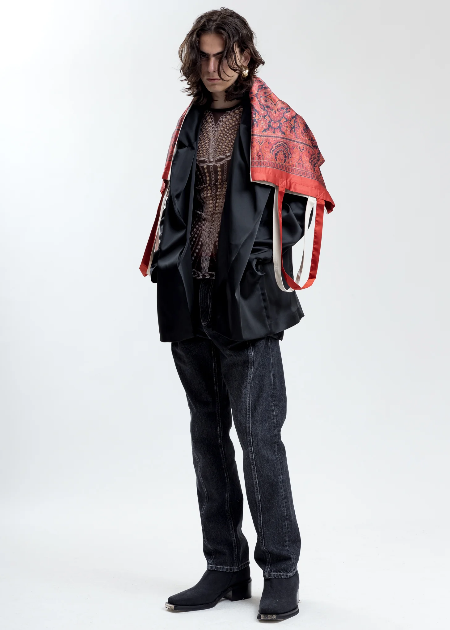 Reversible Red And Beige Scarf Tote Bag - Image 7