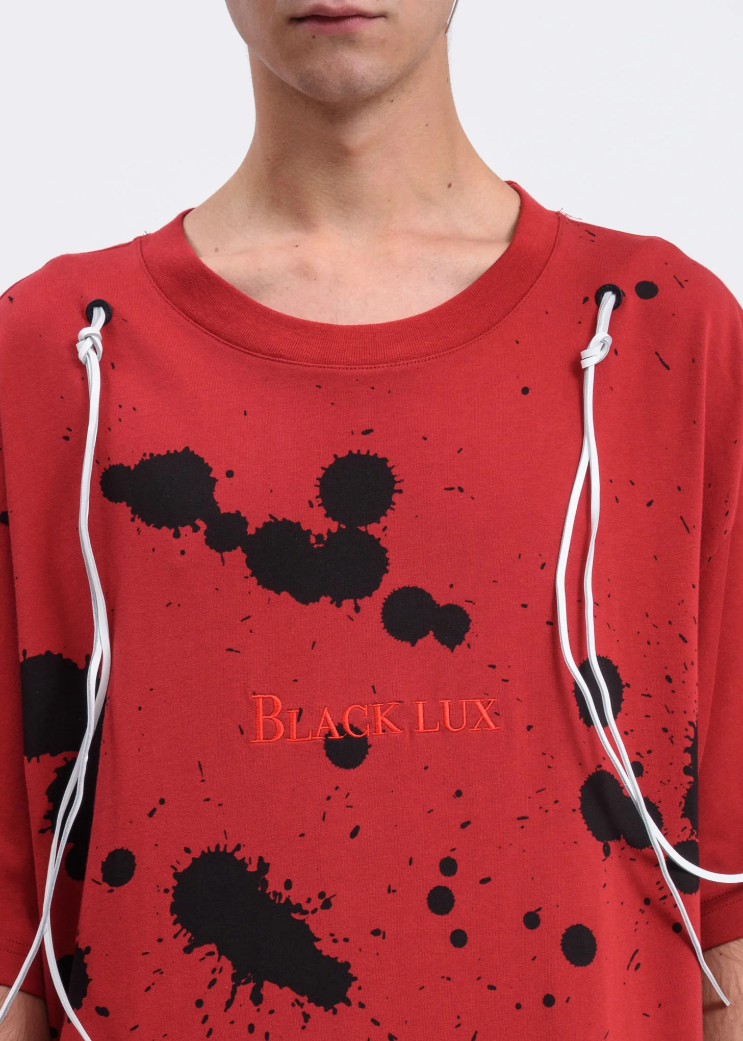 Red Splatter T-Shirt w/ Clouds Print - Image 3