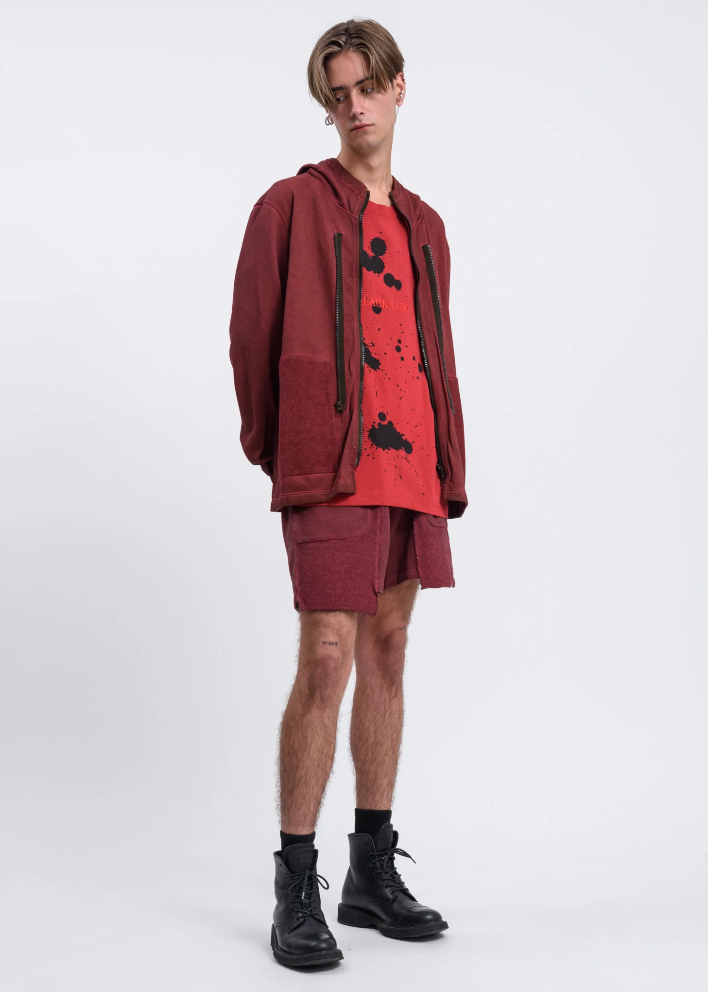 Red Splatter T-Shirt w/ Clouds Print - Image 5