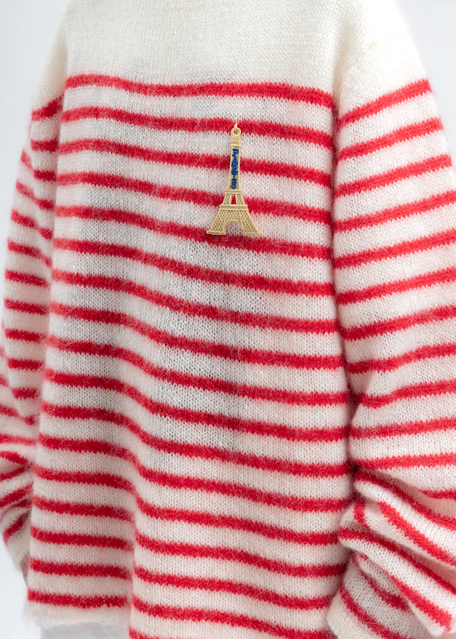 Red Stripes French Border Mohair Pullover - Image 2