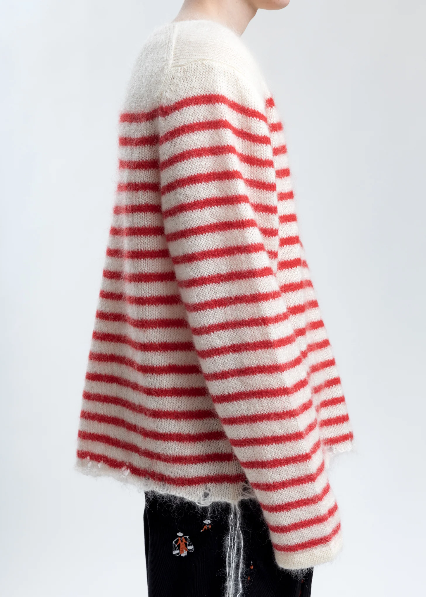 Red Stripes French Border Mohair Pullover - Image 2
