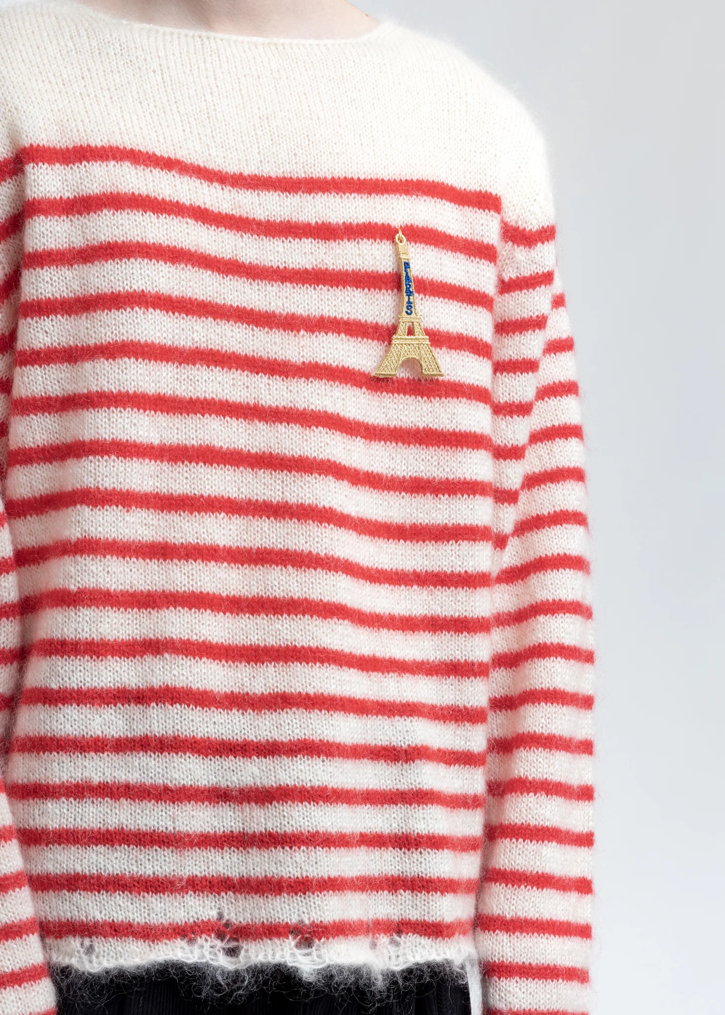 Red Stripes French Border Mohair Pullover - Image 3