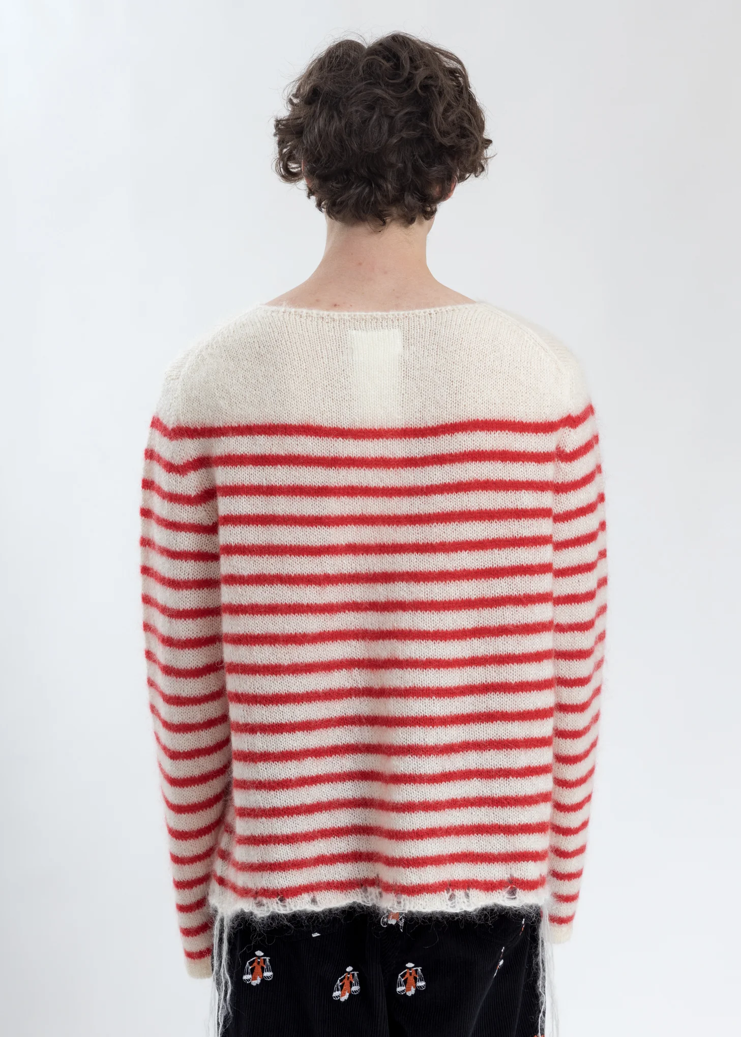 Red Stripes French Border Mohair Pullover - Image 5