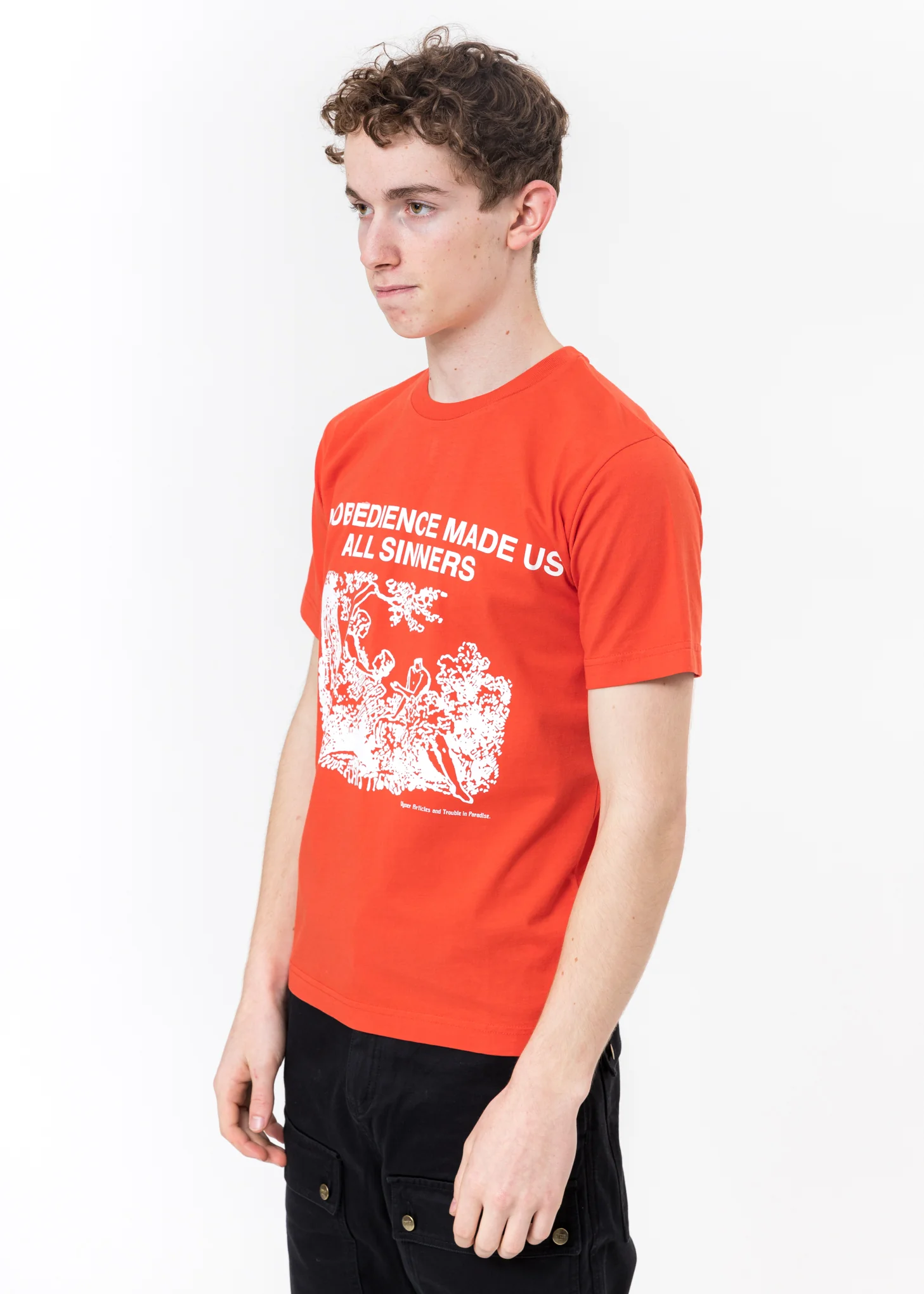 Red Under T-Shirt - Adam Eve Print - Image 2