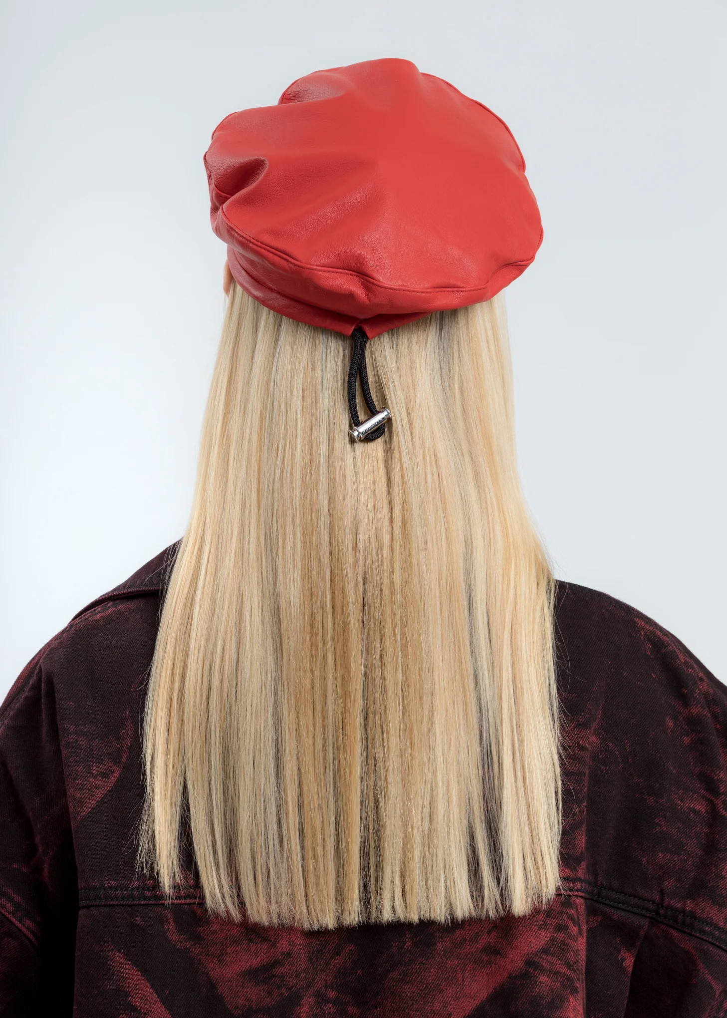 Red Vegan Leather Beret - Image 3