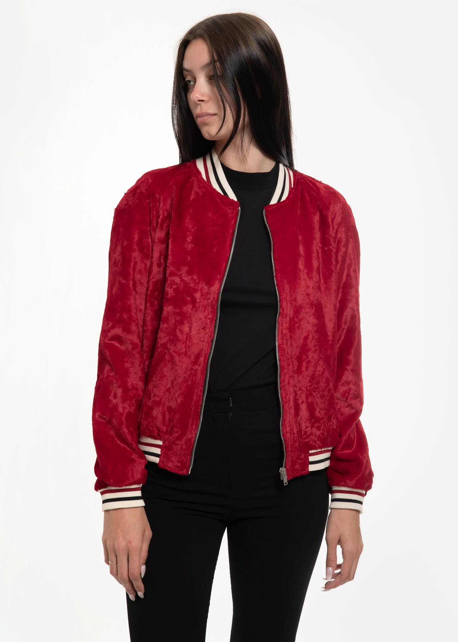 Red Velour Jamie Teddy Jacket - Image 2