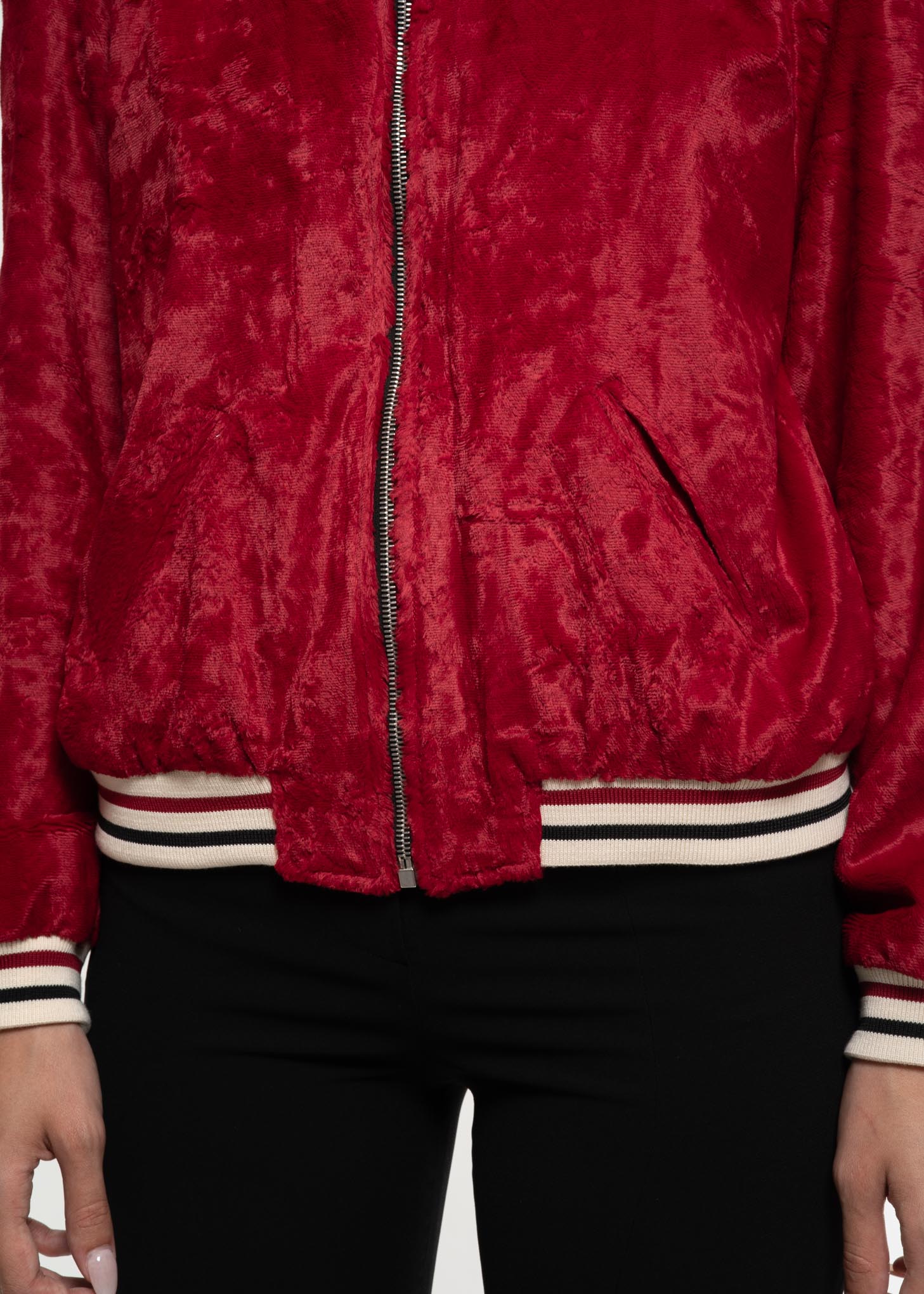 Red Velour Jamie Teddy Jacket - Image 4