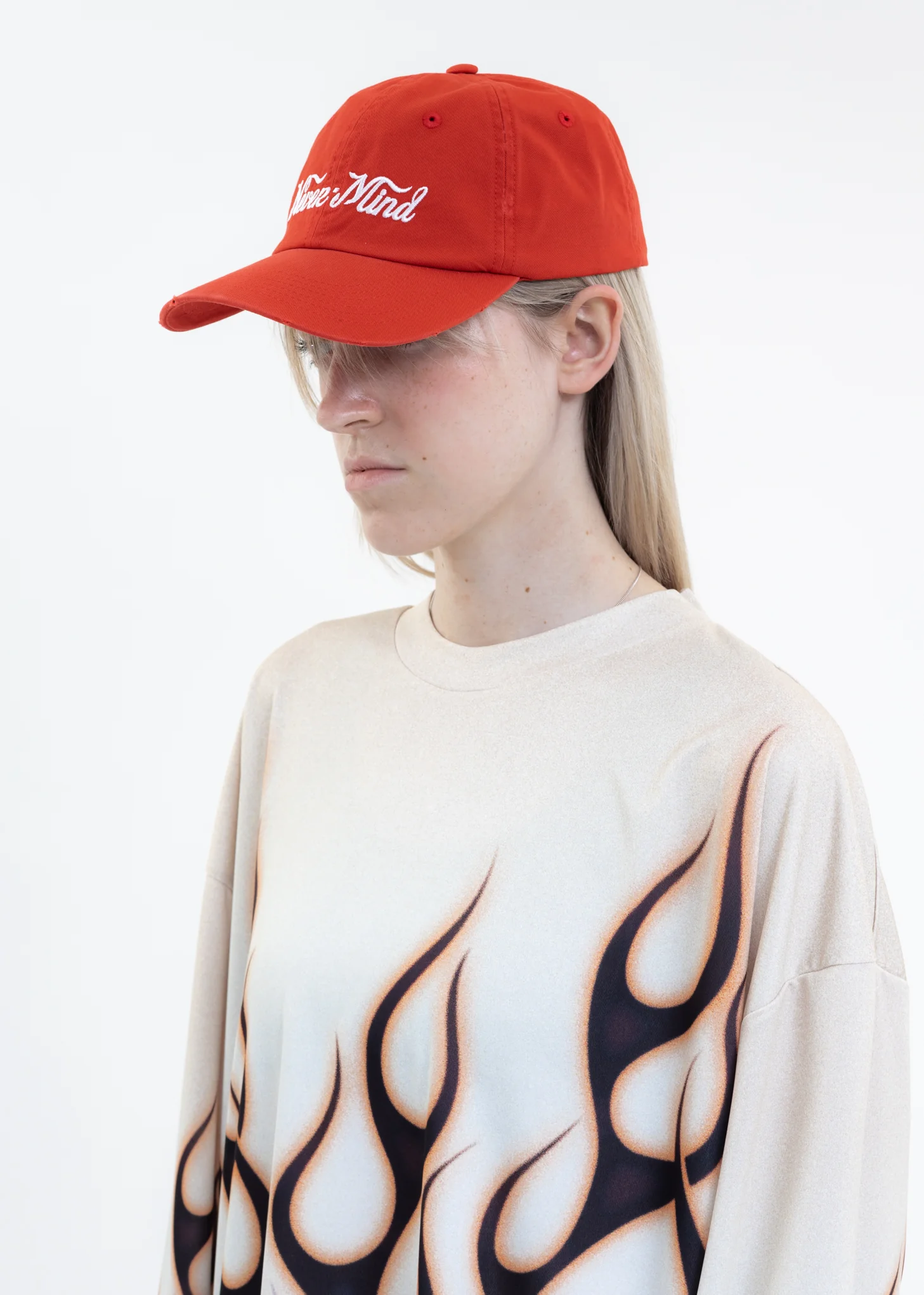 Red Washed BOOSTER NEVERMIND Cap - Image 7