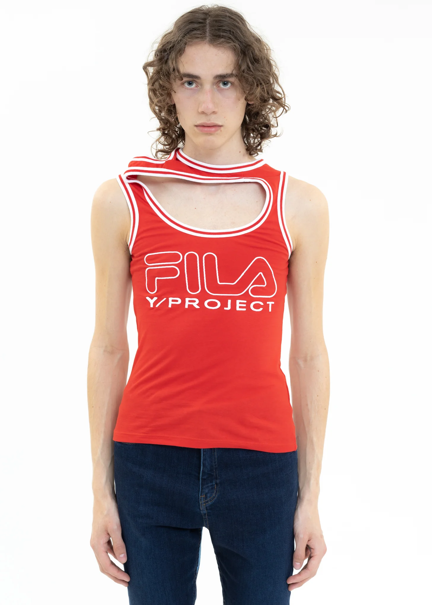 Red Y/PROJECT X FILA THREE COLLAR Tank Top
