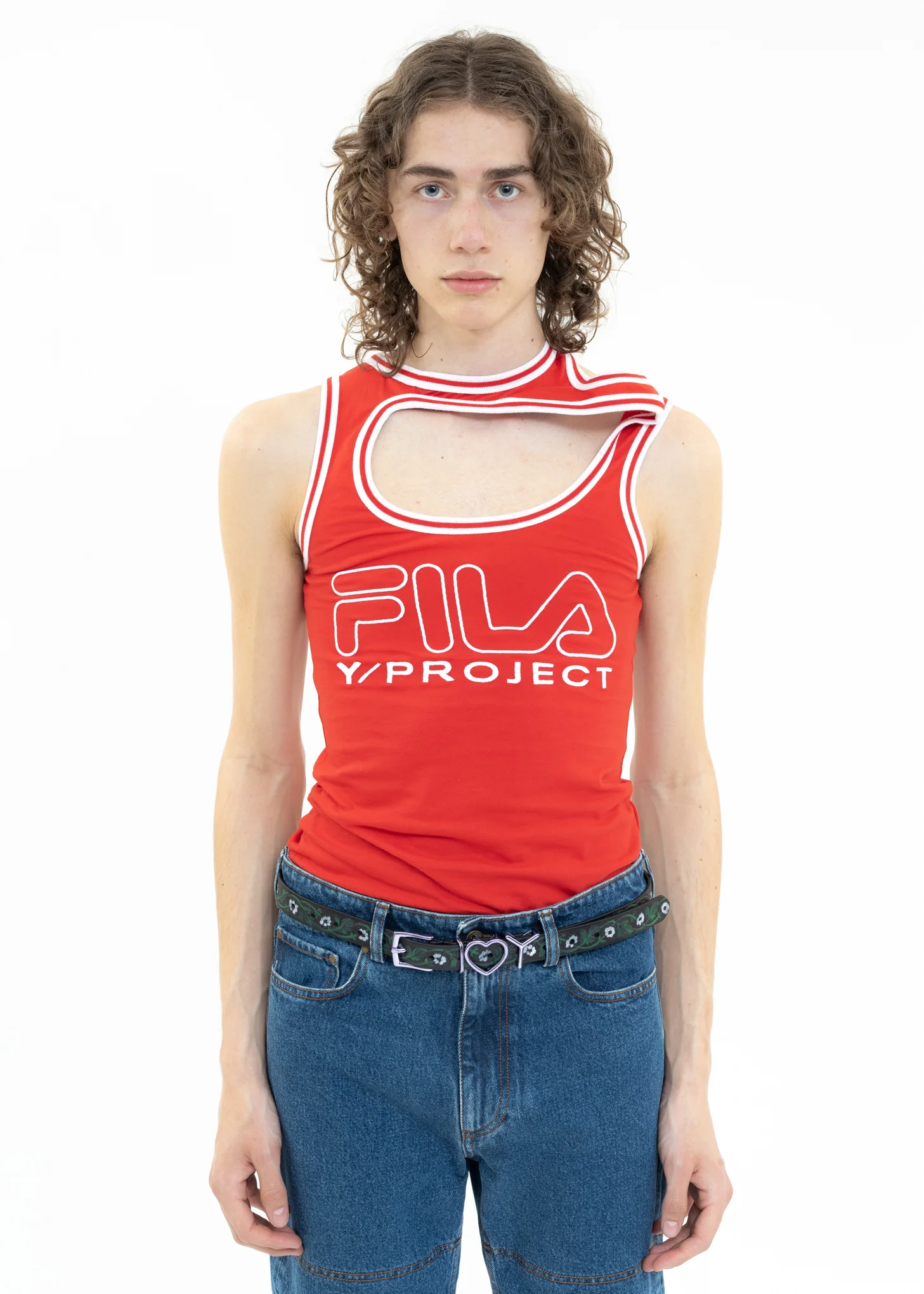 Red Y/PROJECT X FILA THREE COLLAR Tank Top - Image 2
