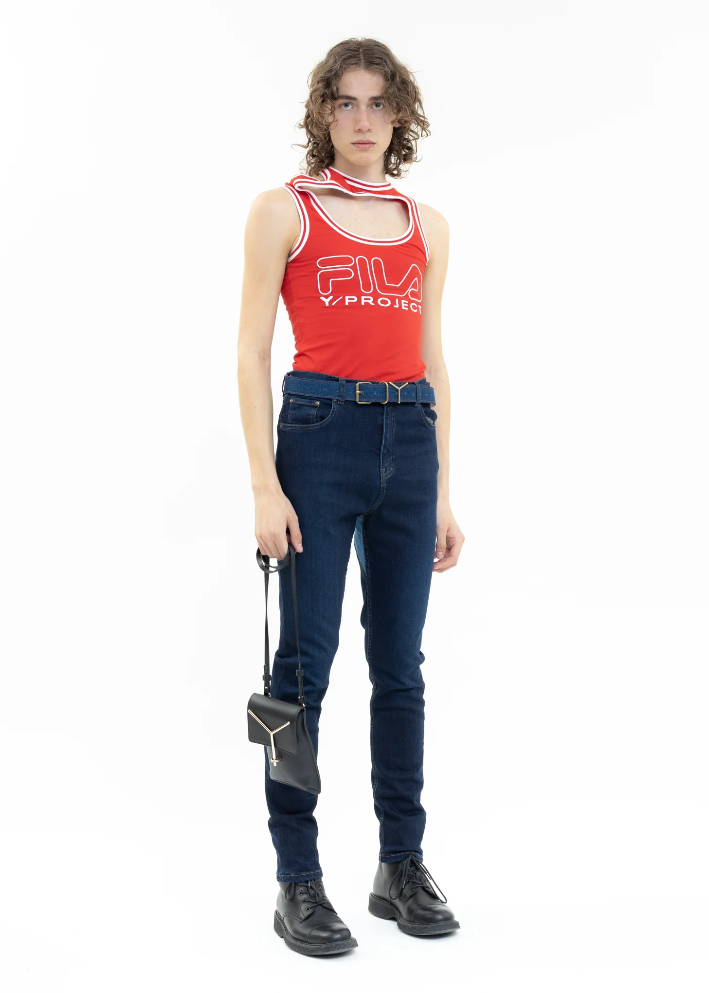 Red Y/PROJECT X FILA THREE COLLAR Tank Top - Image 5