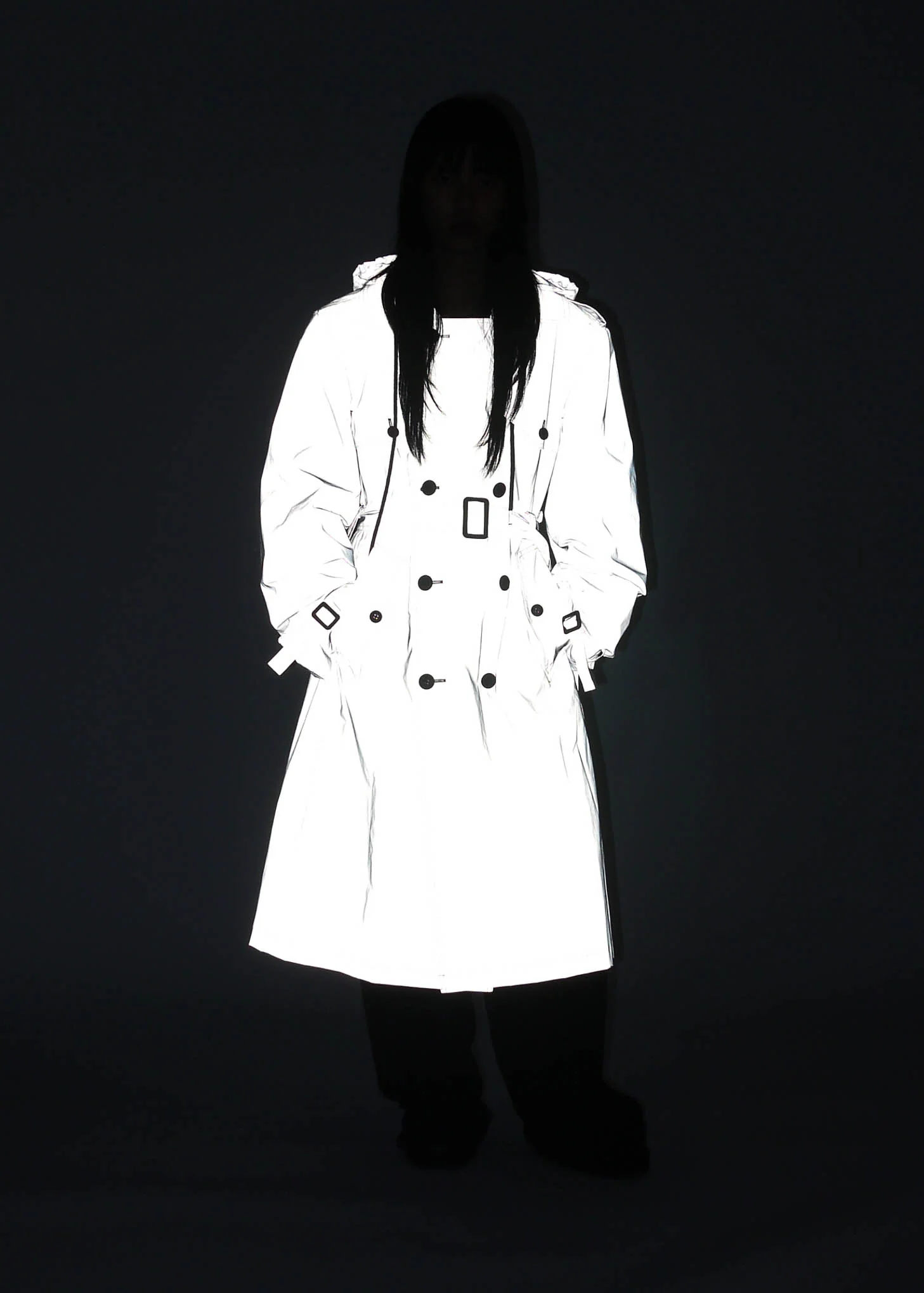 Reflective Hooded Trench Coat - Image 2