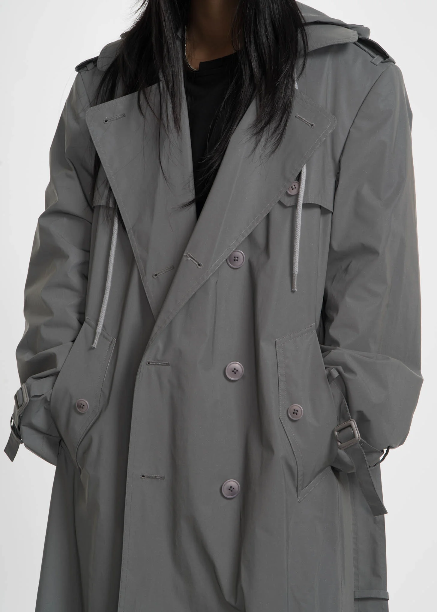 Reflective Hooded Trench Coat - Image 4