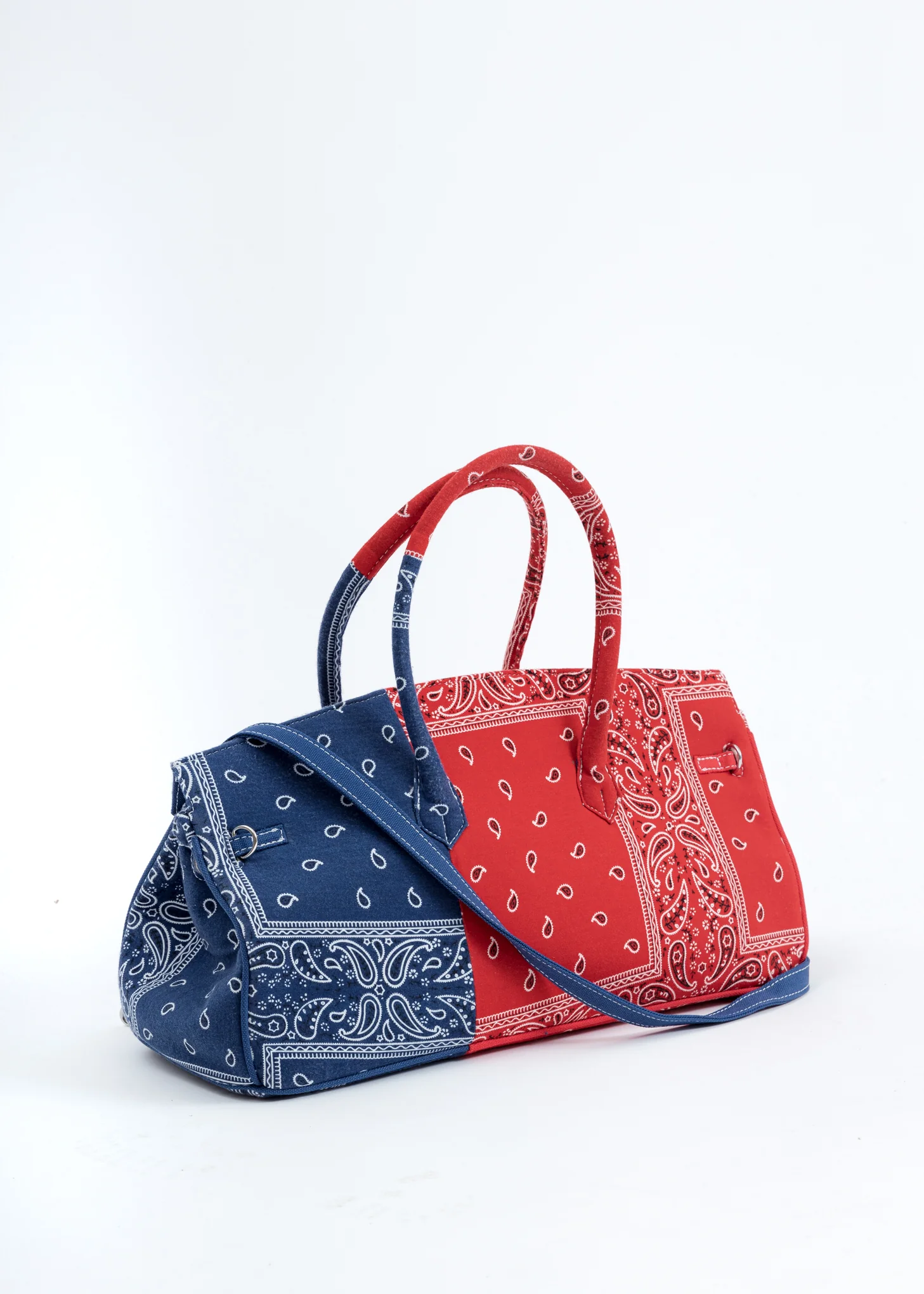 Red And Blue Remade Bandana Bag - Image 3