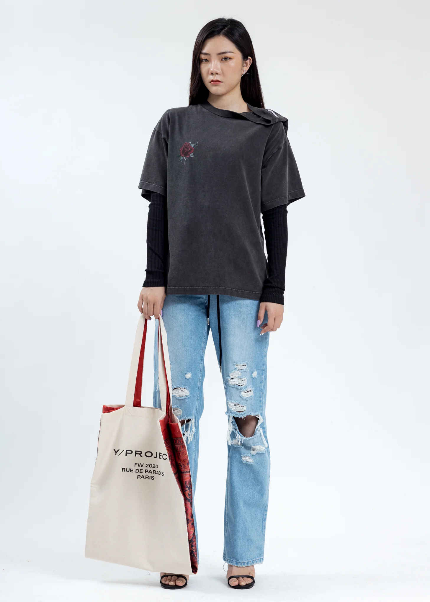 Reversible Red And Beige Scarf Tote Bag - Image 6
