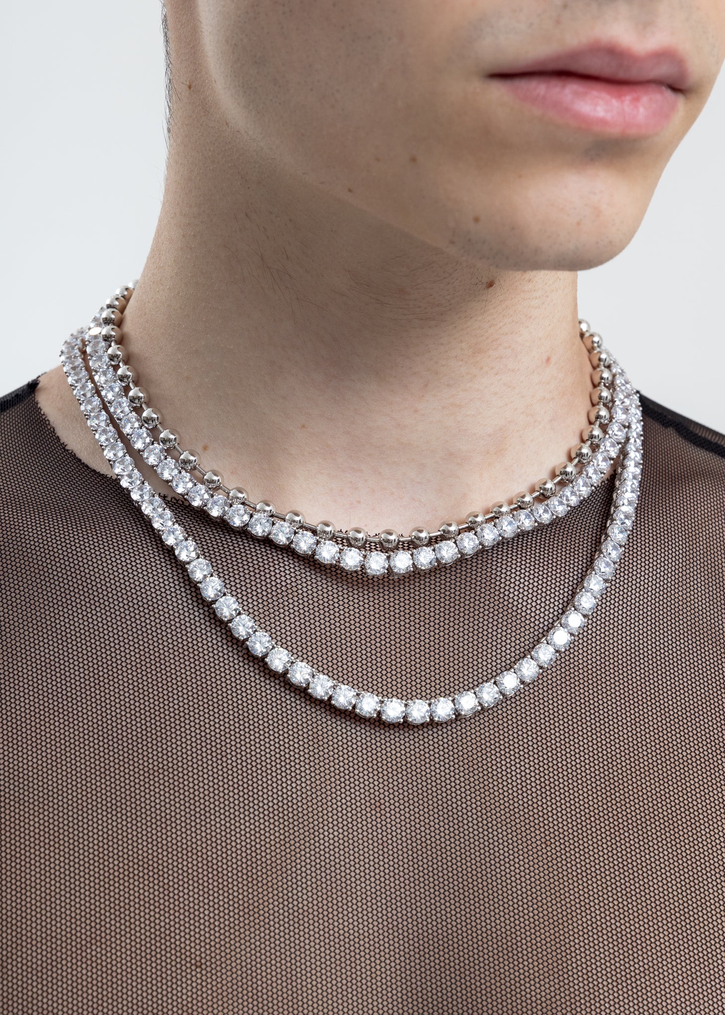 Rhinestone And Ball Link Necklace - Image 2