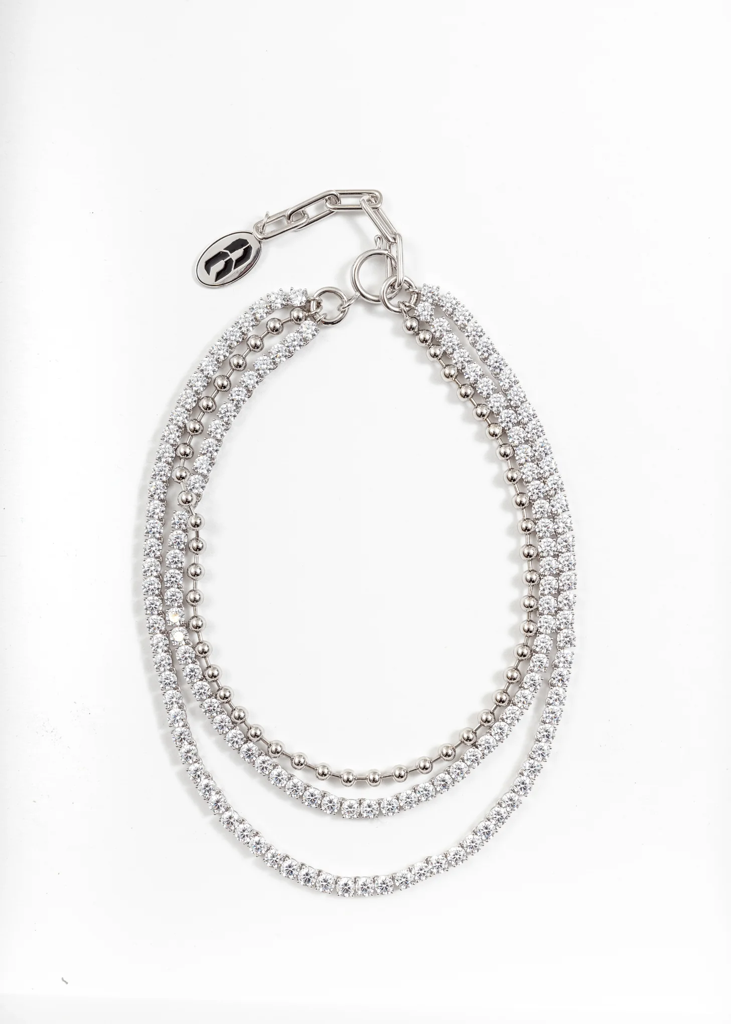 Rhinestone And Ball Link Necklace