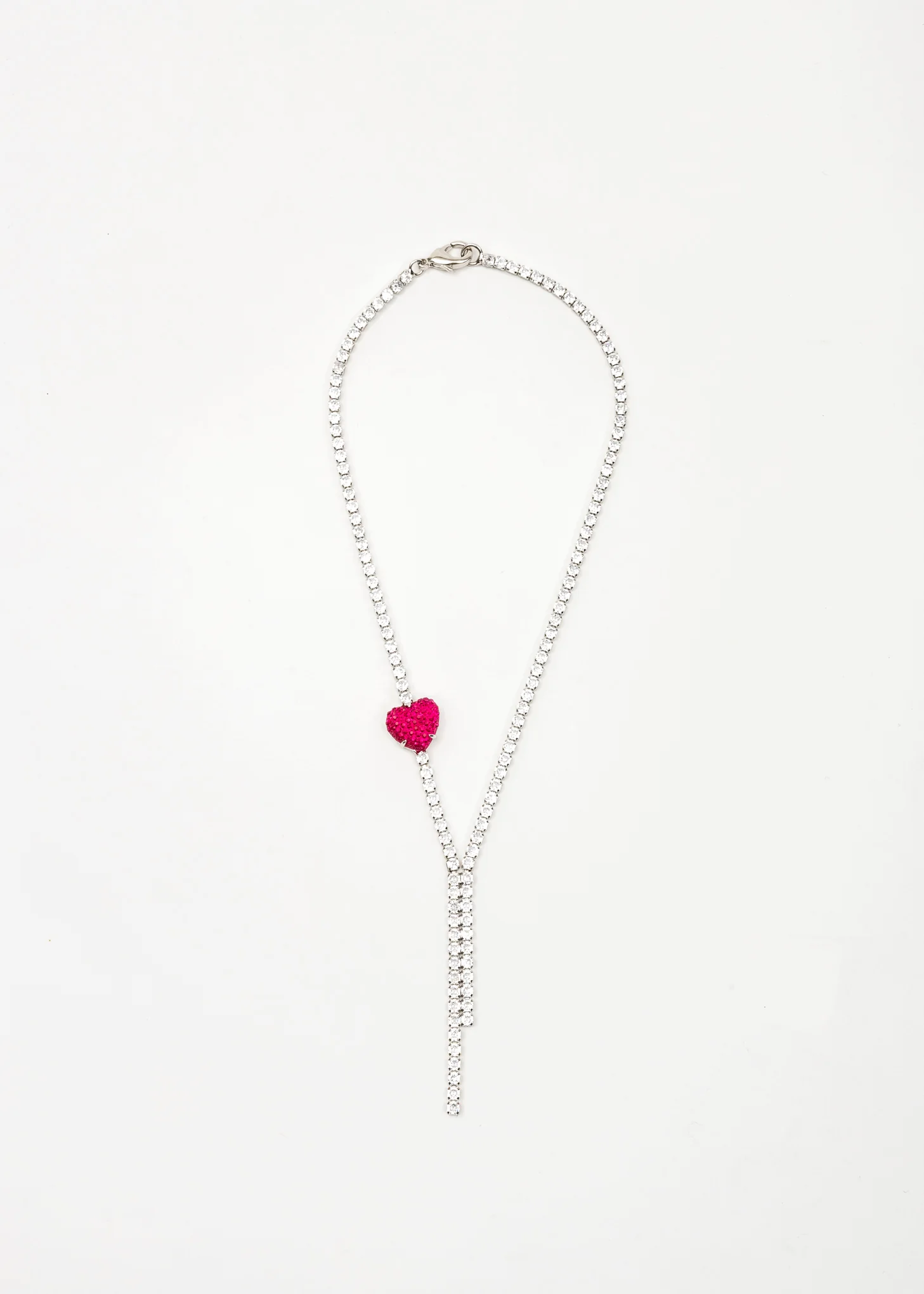 Rhinestone and Pink Heart Necklace