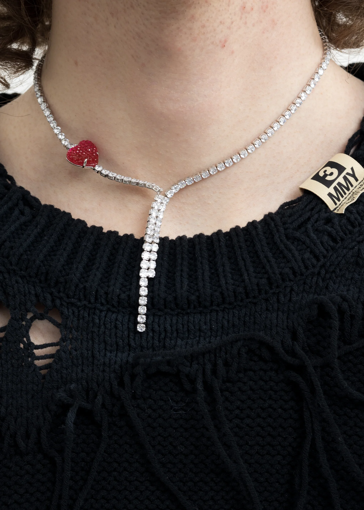 Rhinestone and Pink Heart Necklace - Image 2