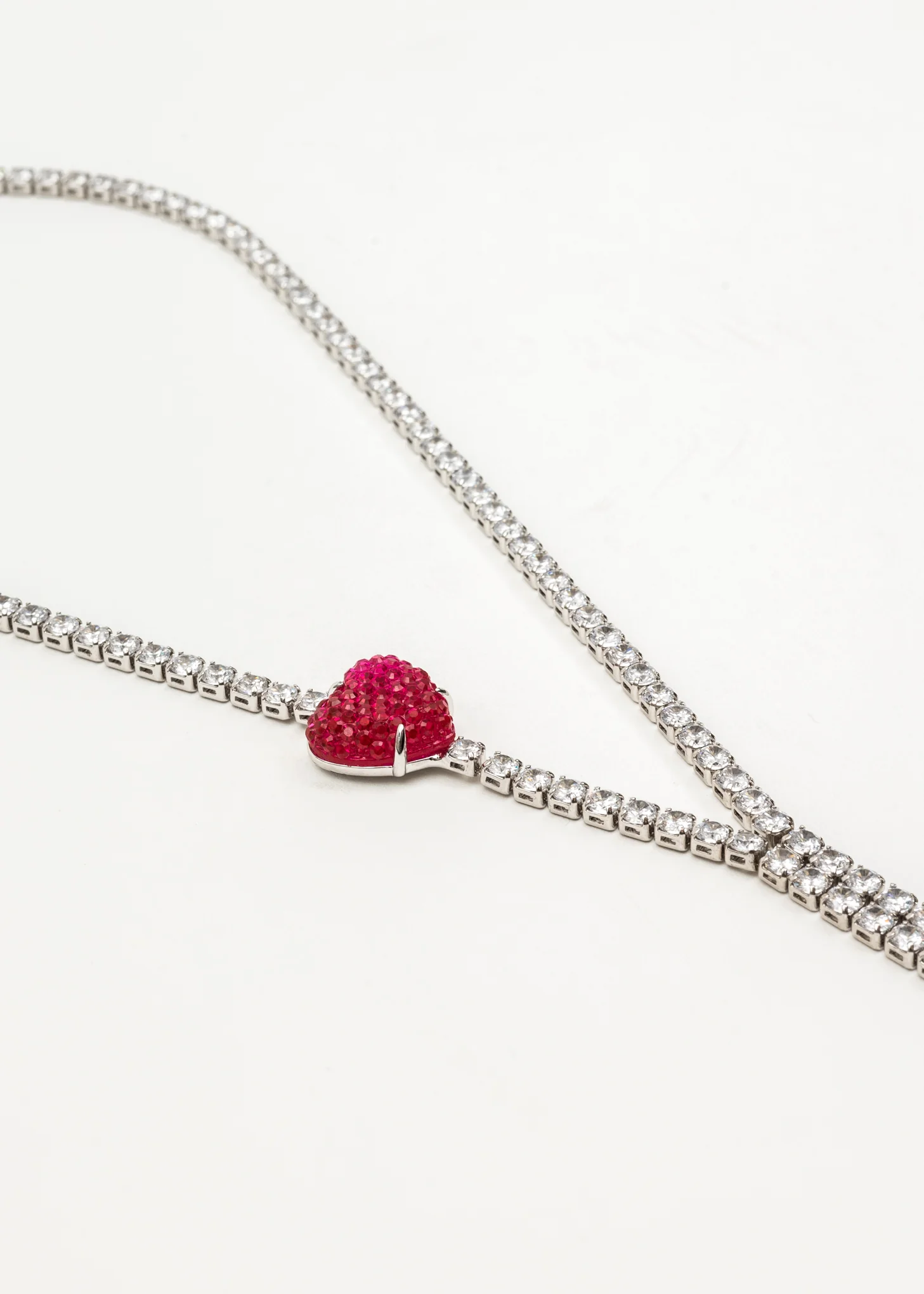 Rhinestone and Pink Heart Necklace - Image 4