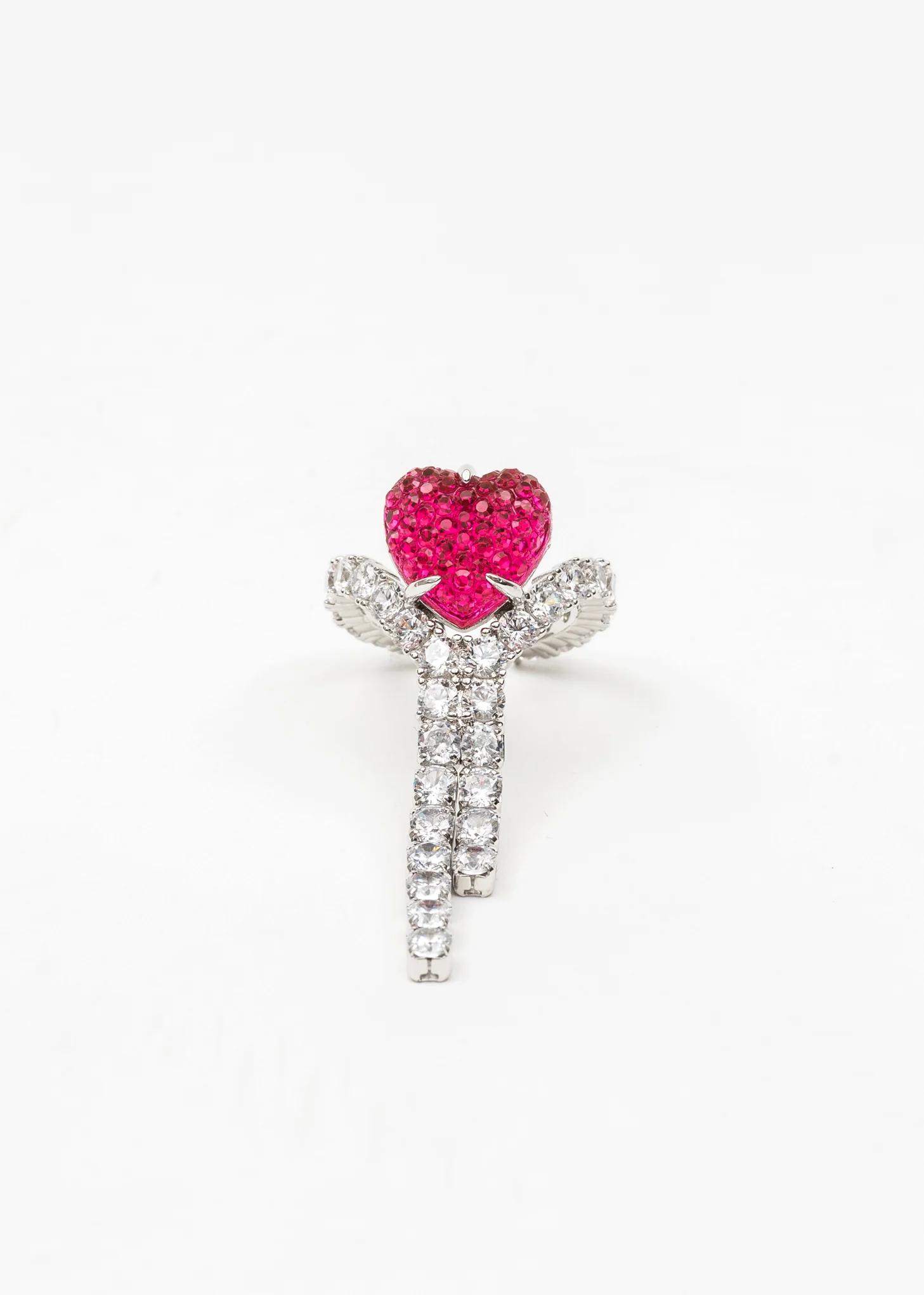 Rhinestone And Pink Heart Ring