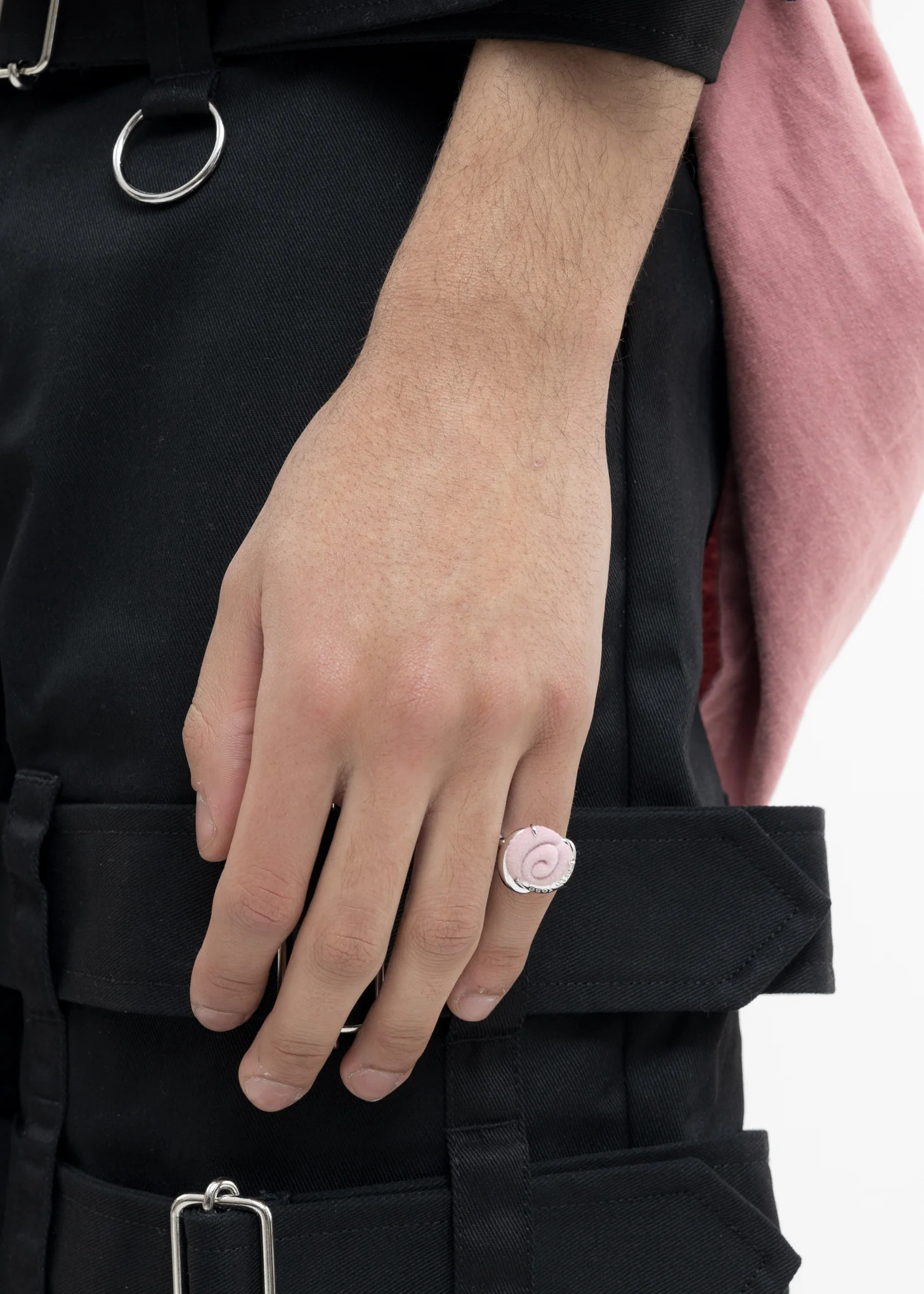 Silver And Pink Velvet Rose Ring - Image 2