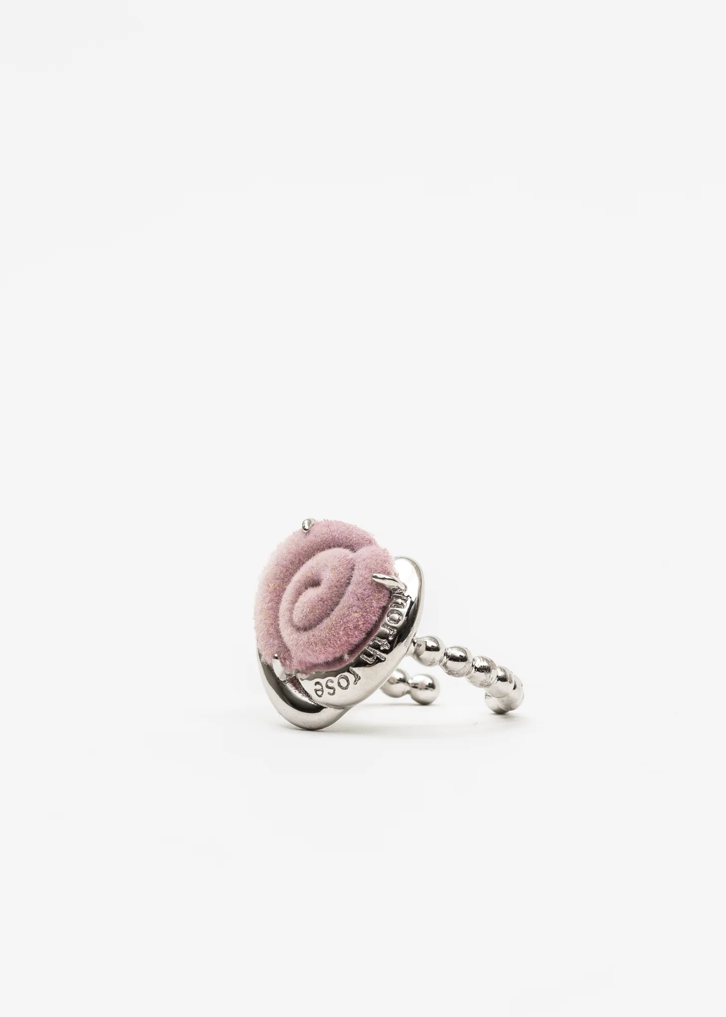 Silver And Pink Velvet Rose Ring - Image 3