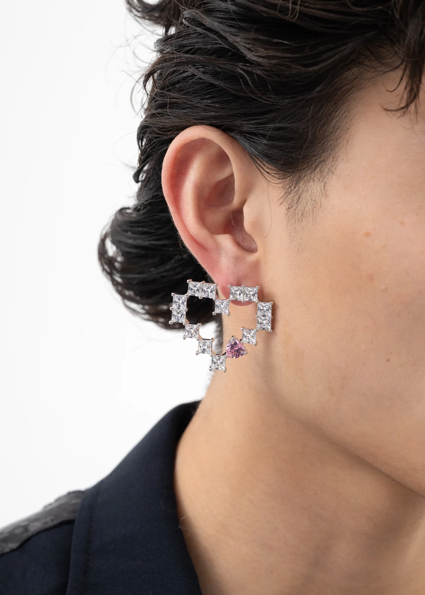 Rhinestone Big Hearts Earring - Single - Image 3