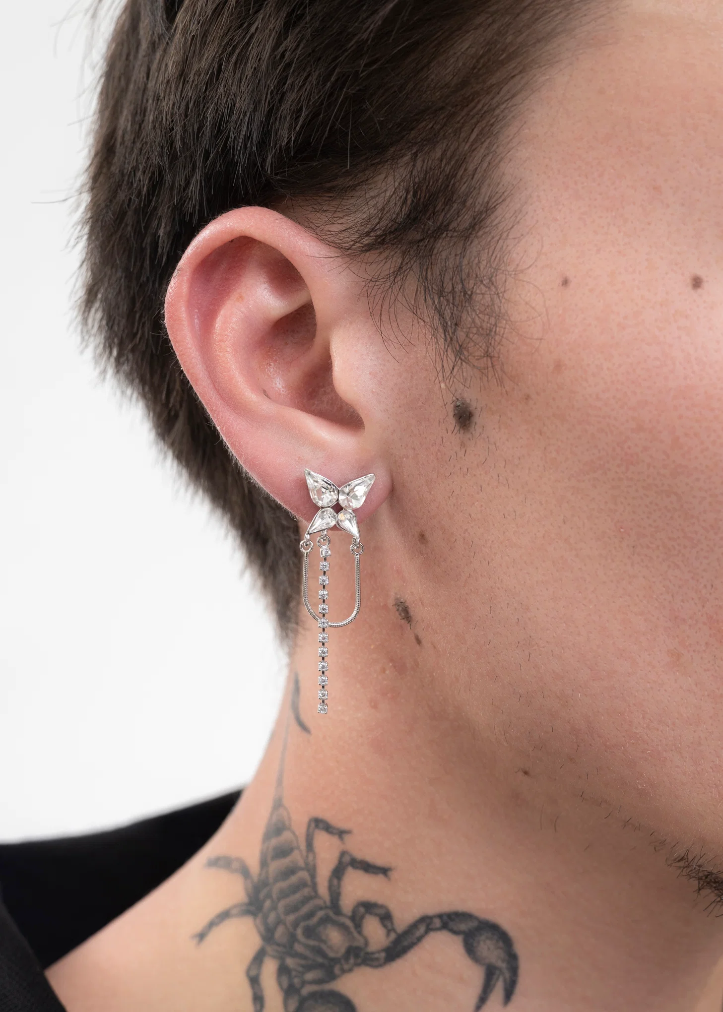 Rhinestone Butterfly And Chain Earring -Single - Image 5
