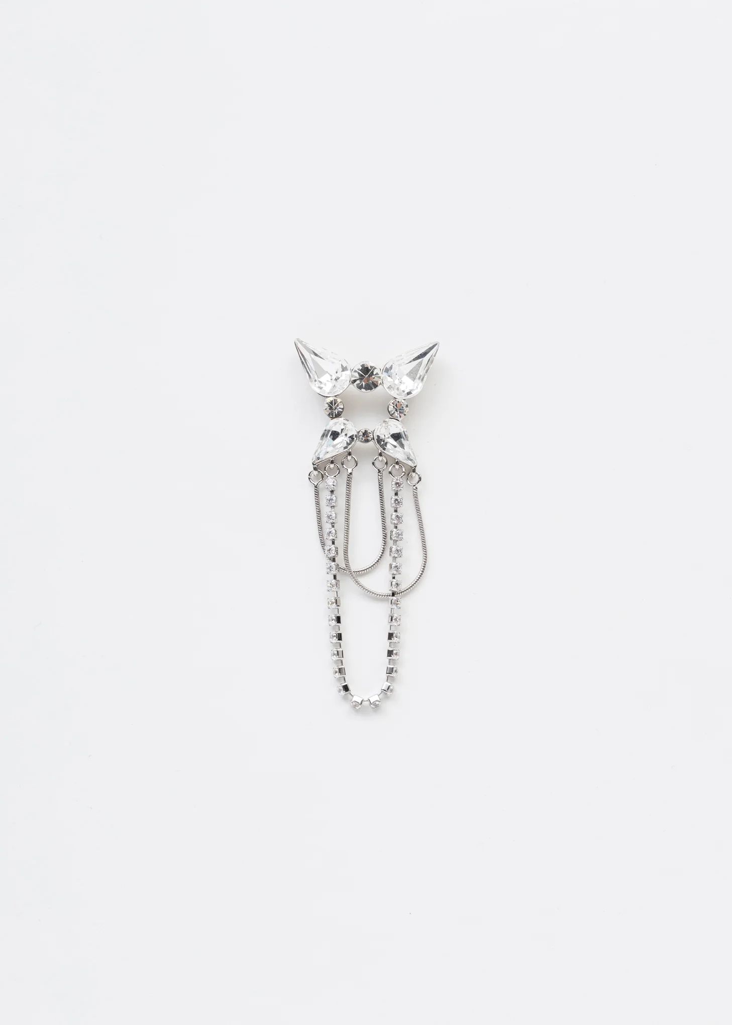 Rhinestone Butterfly And Chains Earring - Single